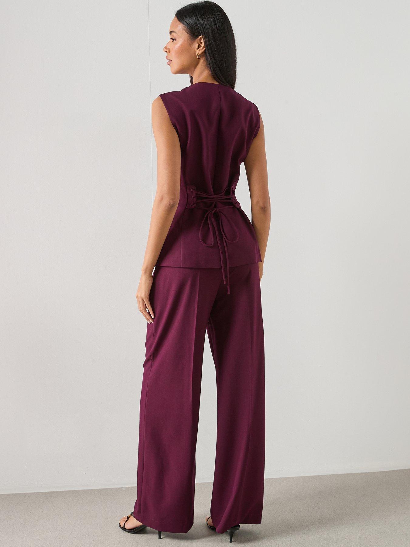 Image 2 of 6 of Mango Long Suit Style Jumpsuit - Plum