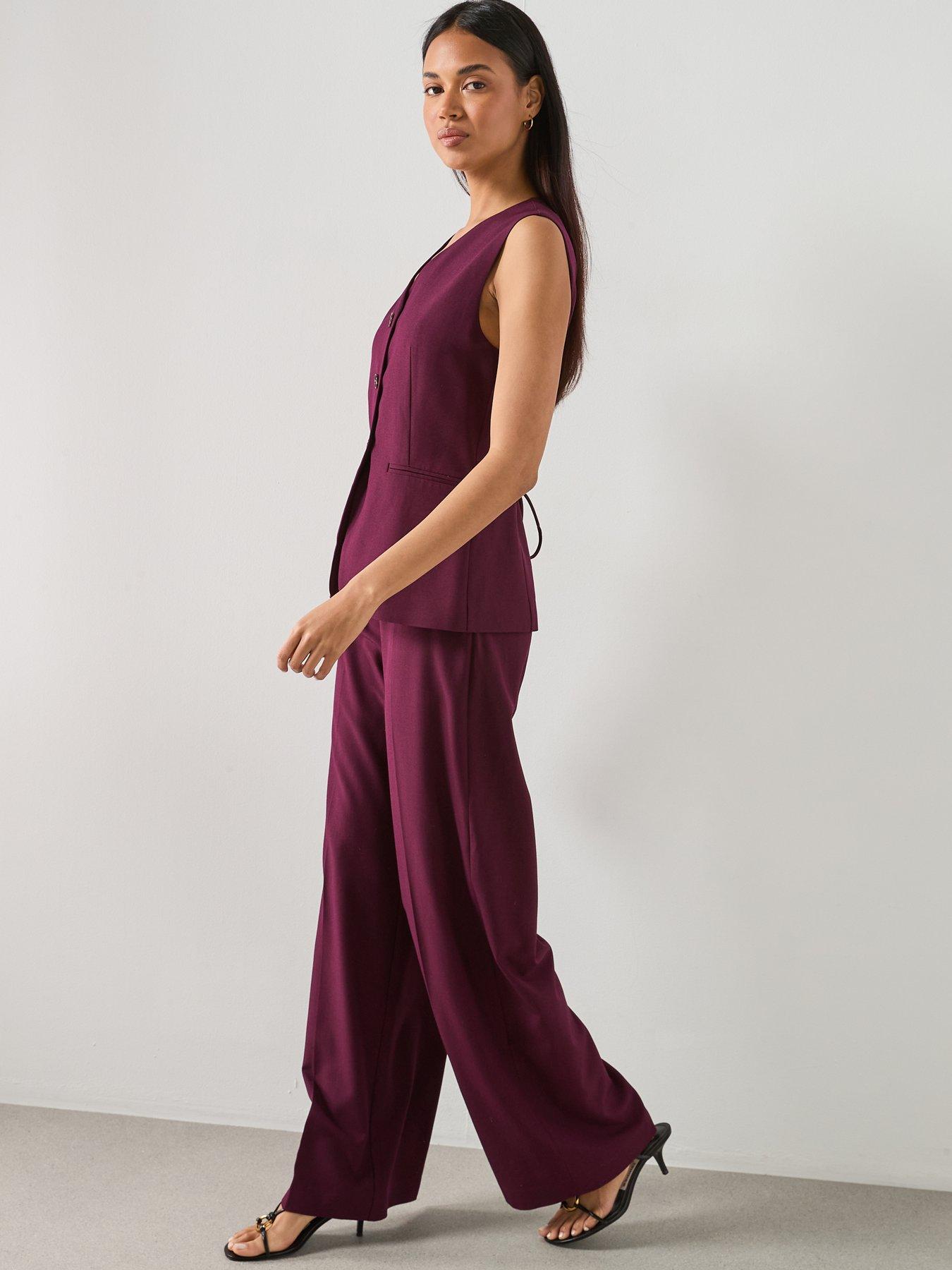 Image 3 of 6 of Mango Long Suit Style Jumpsuit - Plum