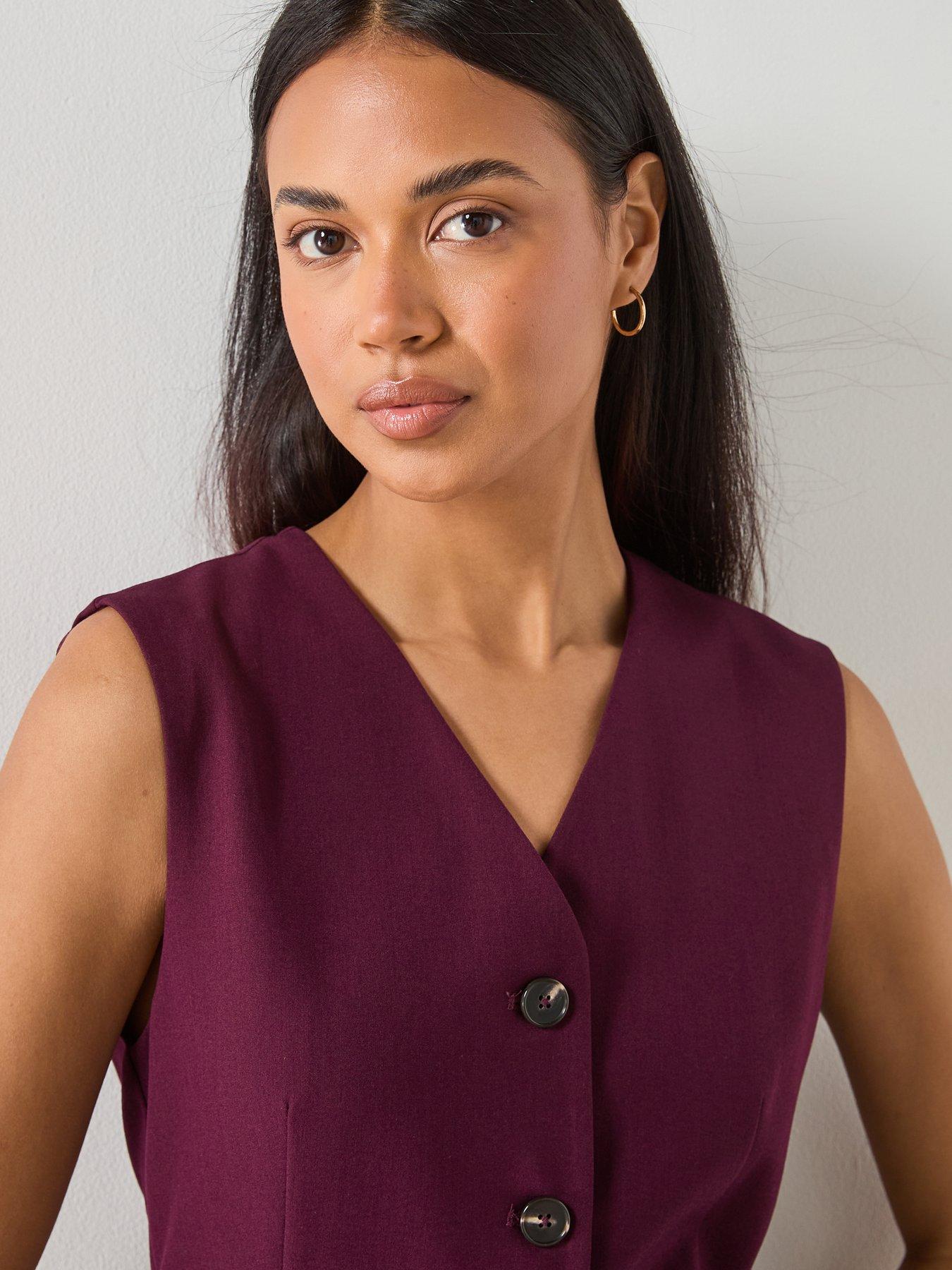 Image 4 of 6 of Mango Long Suit Style Jumpsuit - Plum