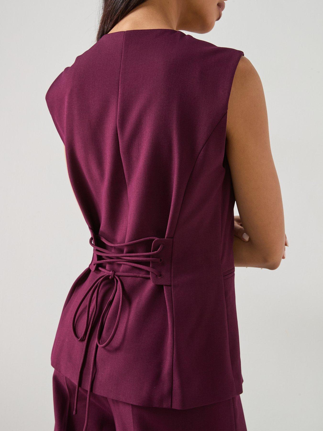 Image 5 of 6 of Mango Long Suit Style Jumpsuit - Plum