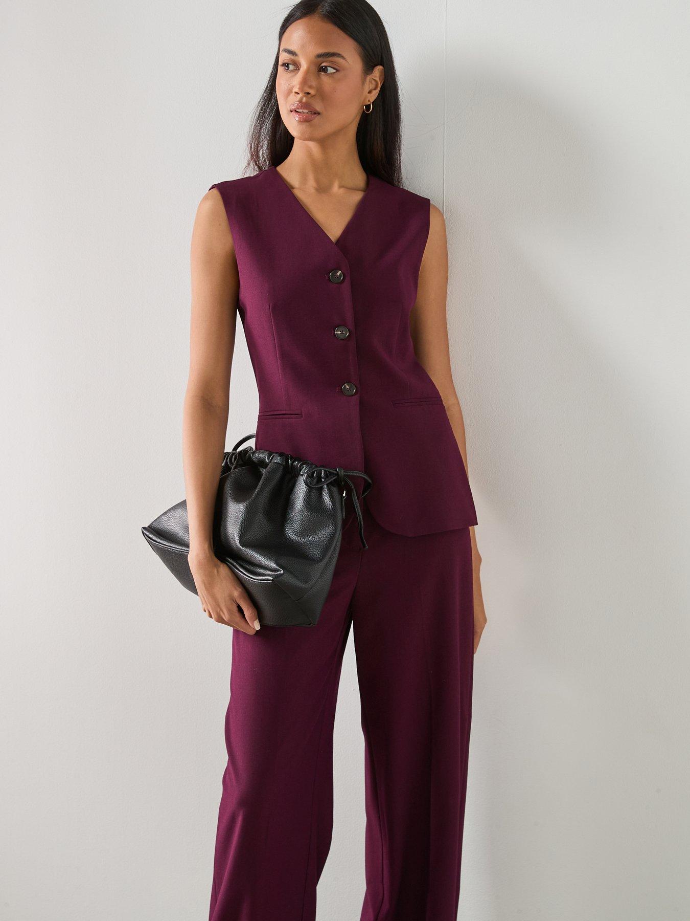 Image 6 of 6 of Mango Long Suit Style Jumpsuit - Plum