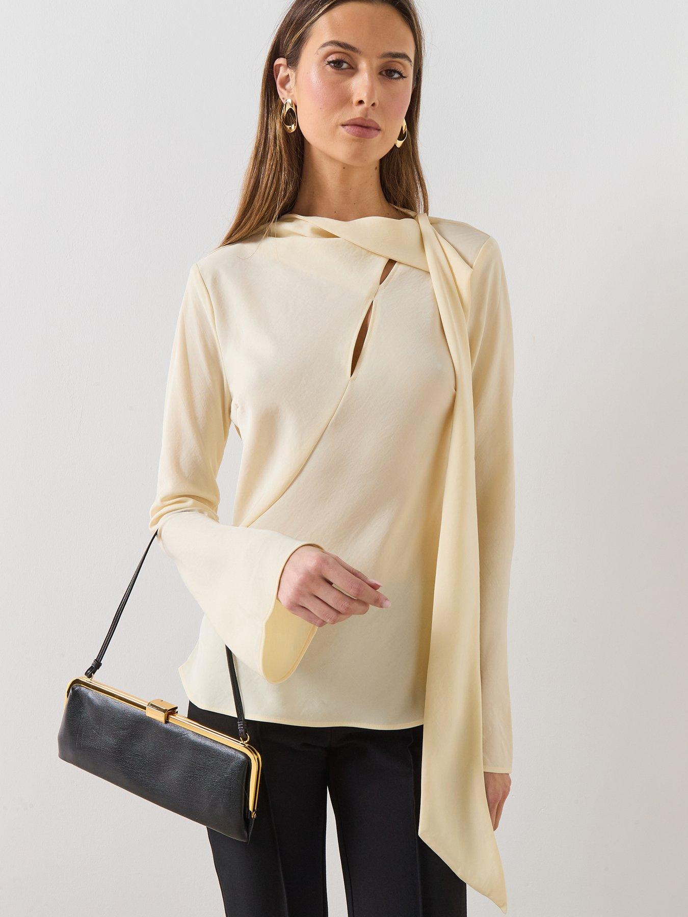 Mango Blouse With Scarf Slits - Beige