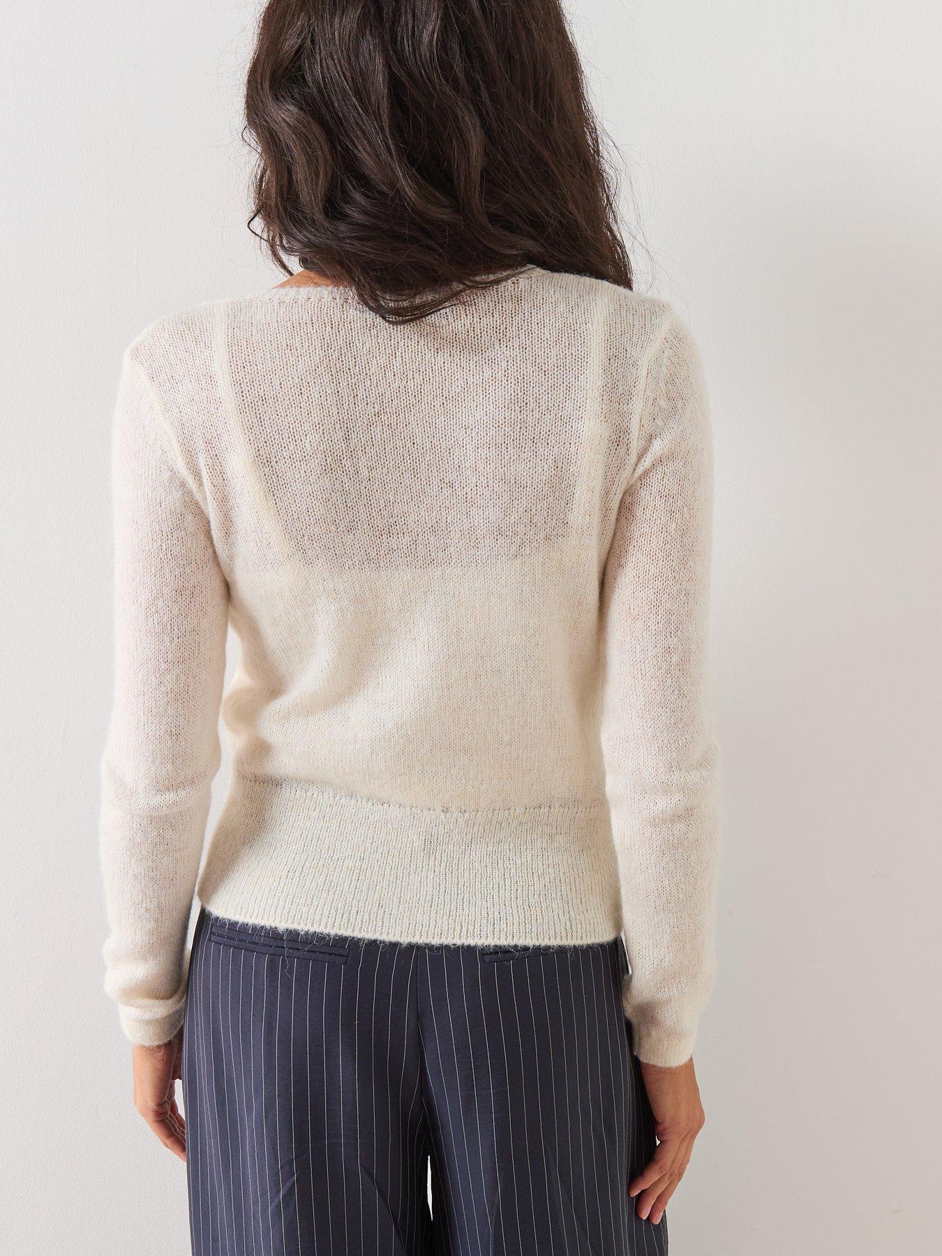 stillFront image of mango-lace-knit-cardigan-beige