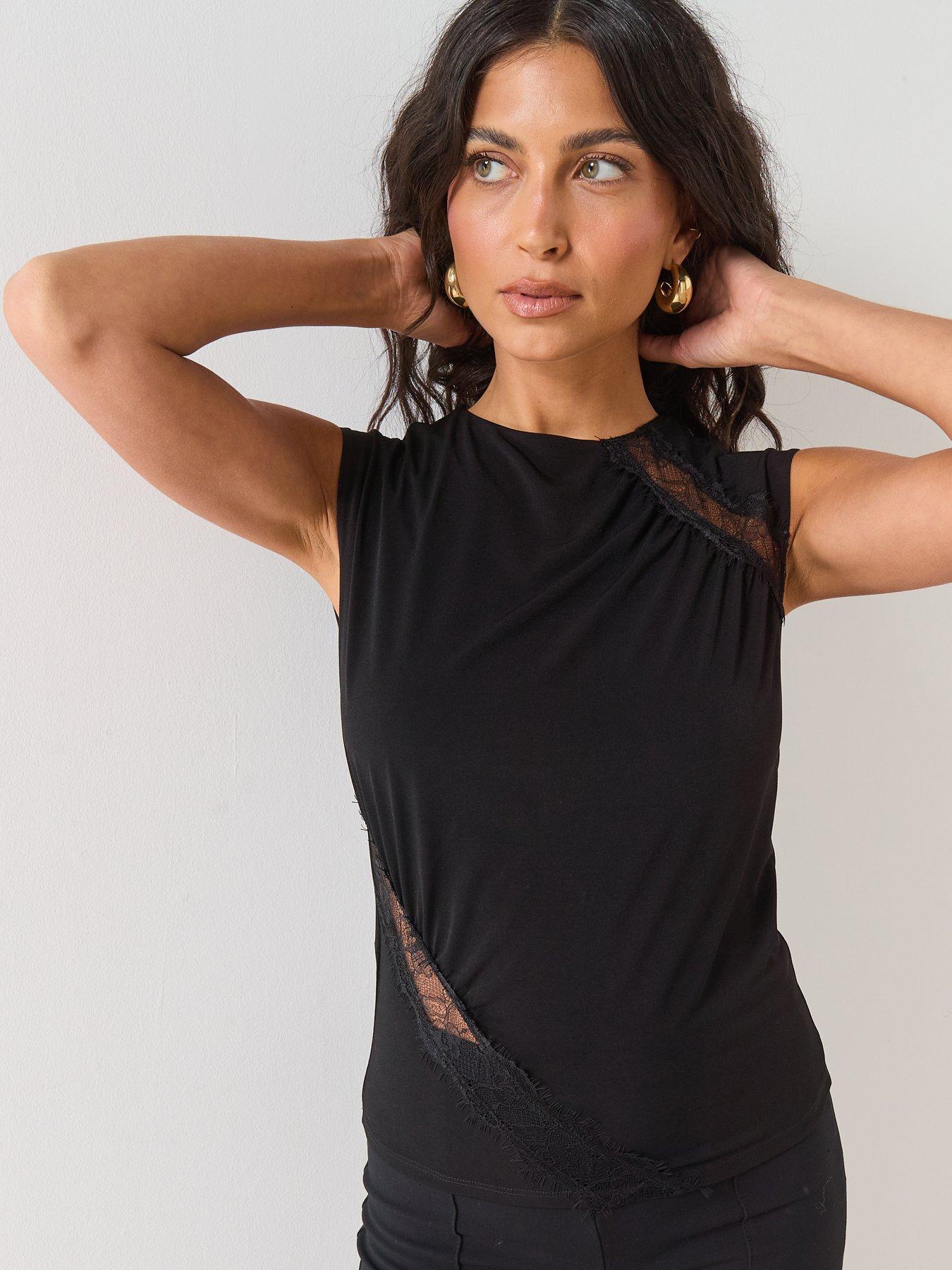 Image 4 of 6 of Mango Ruched Fitted Top - Black