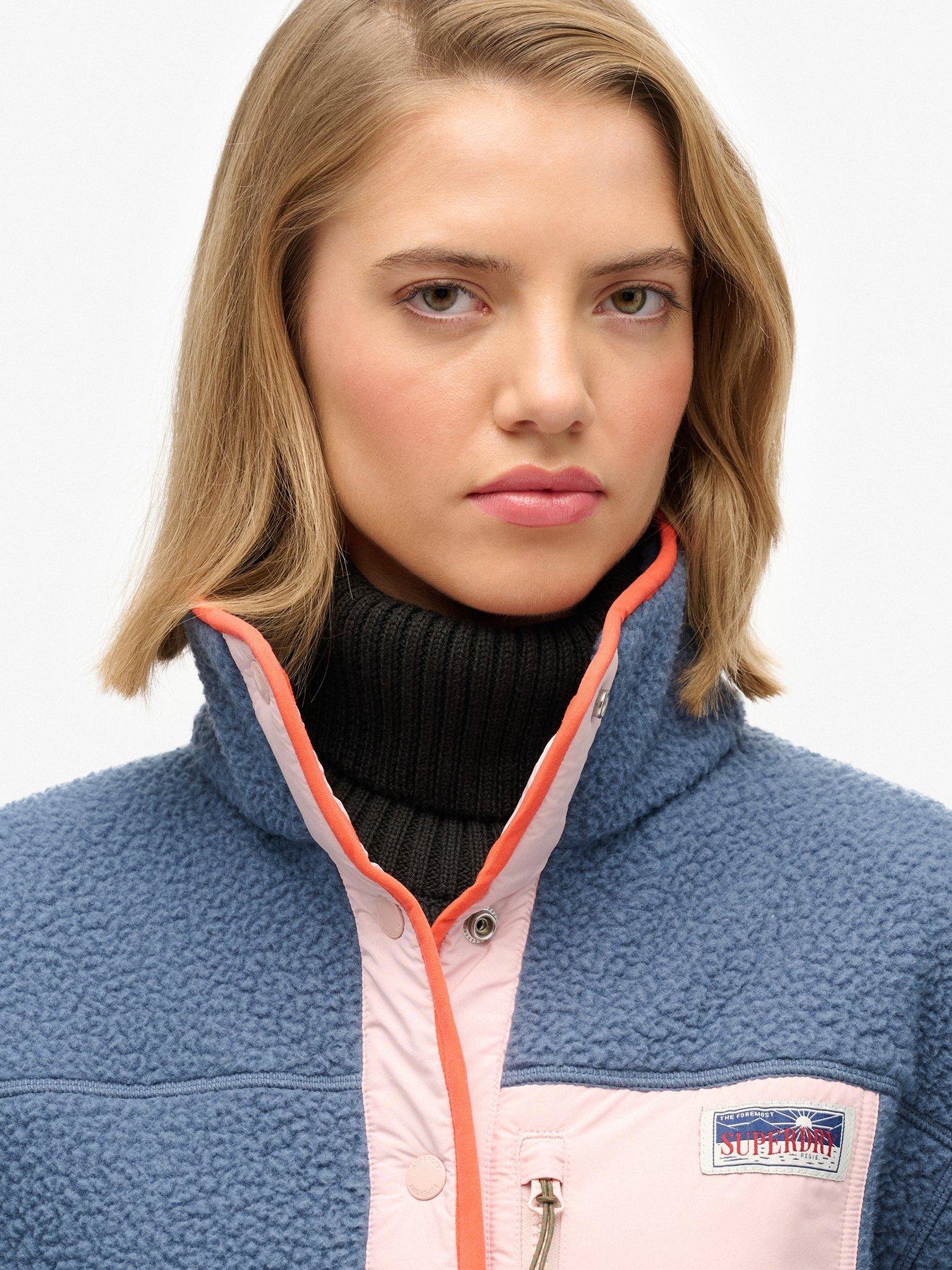 Image 4 of 6 of Superdry Colour Block Fleece Jacket - Blue