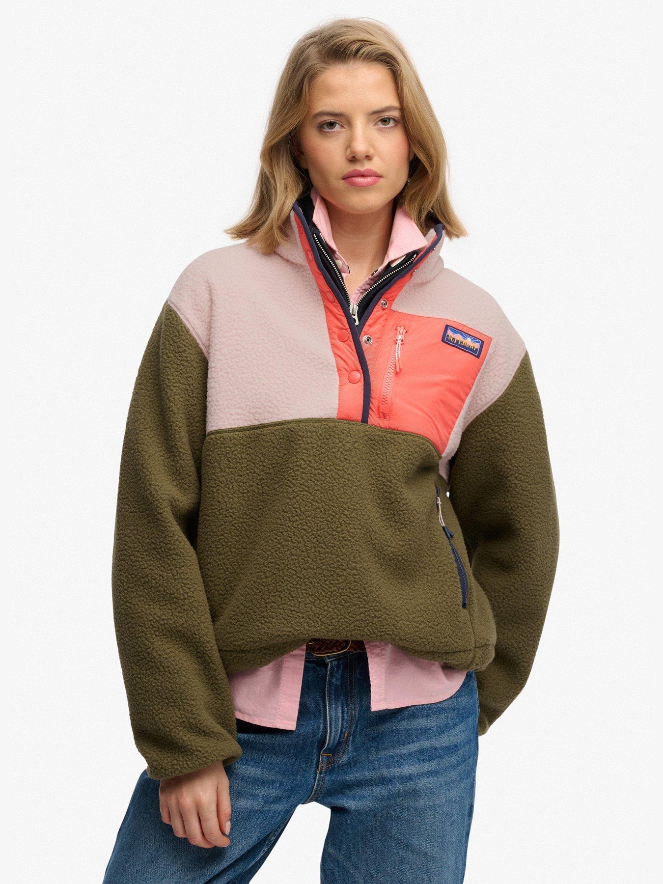 Superdry Colour Block Fleece Pull Over - Green