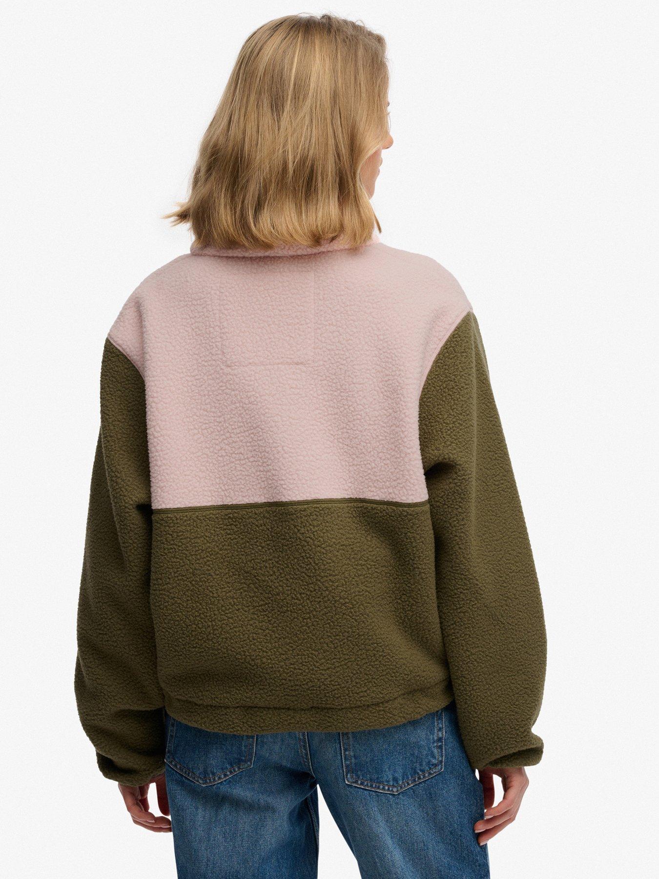  image of superdry-colour-block-fleece-pull-over-green
