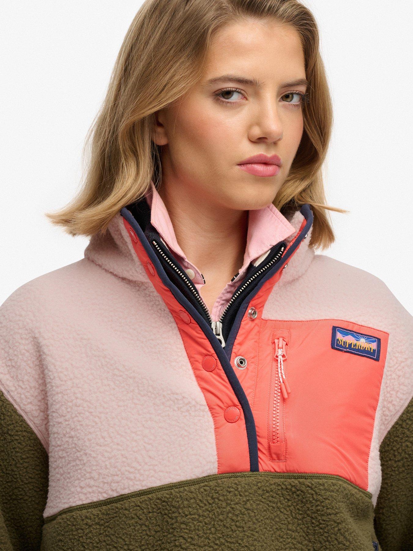  image of superdry-colour-block-fleece-pull-over-green