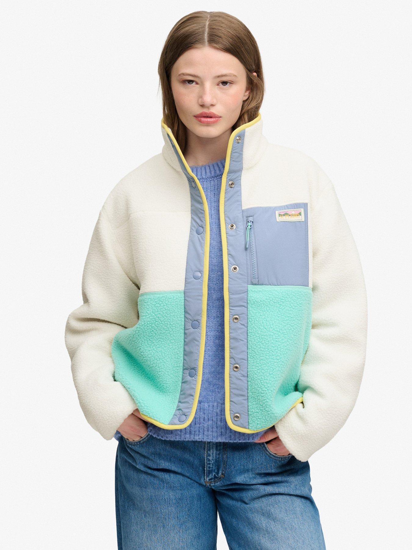 Superdry Colour Block Fleece Jacket - White