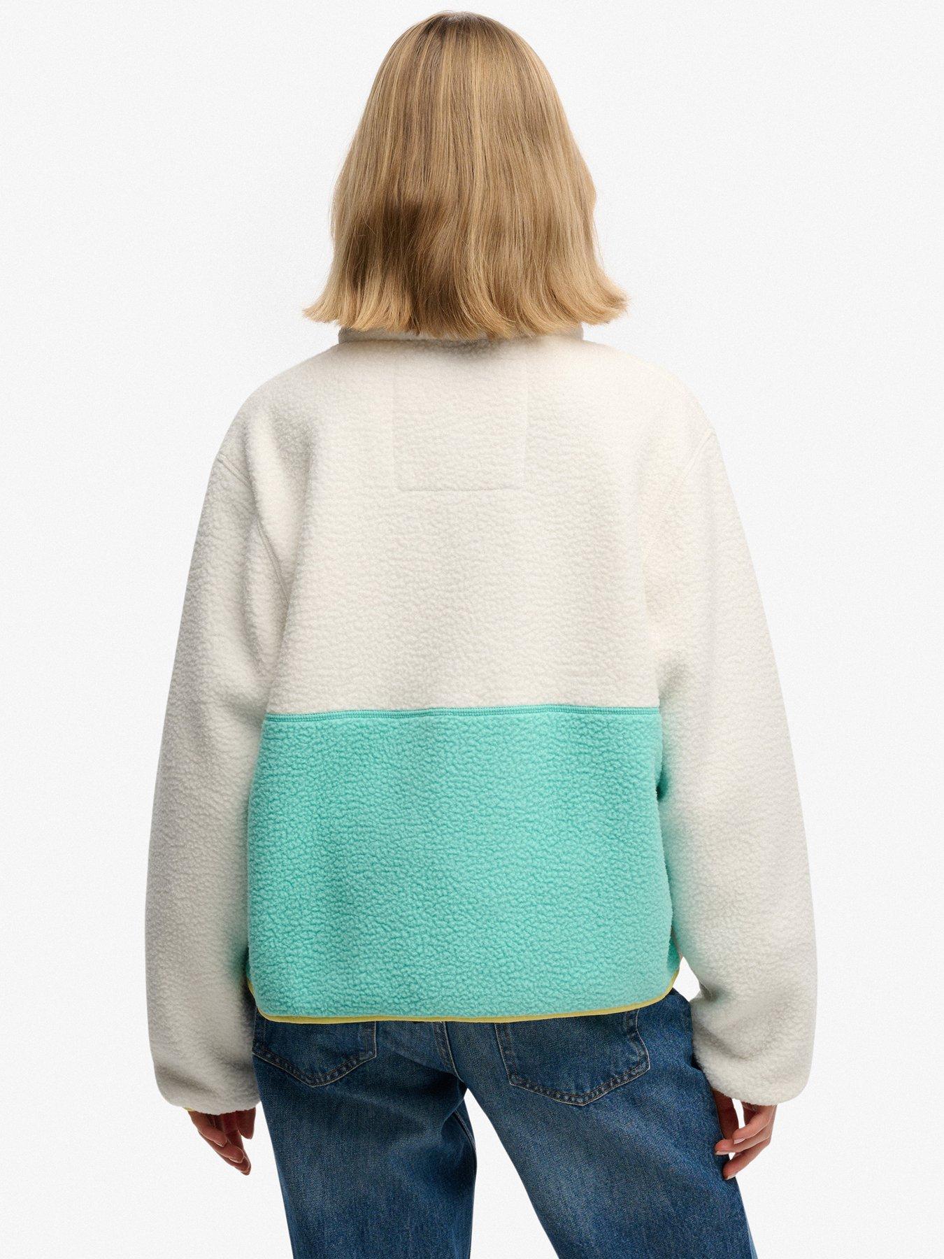 Image 2 of 7 of Superdry Colour Block Fleece Jacket - White