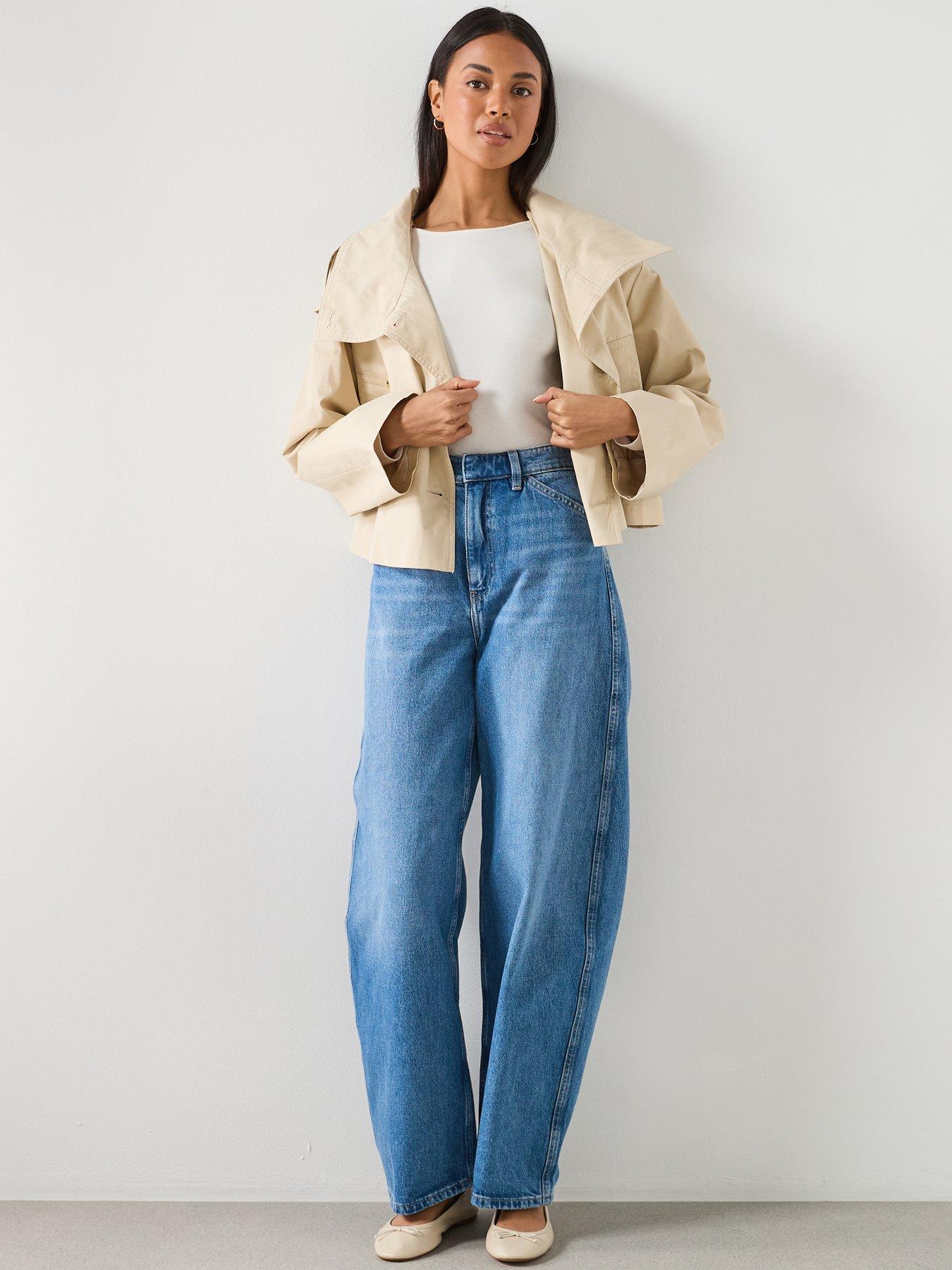 Image 3 of 6 of Mango Double Breasted Cropped Trench Coat - Beige