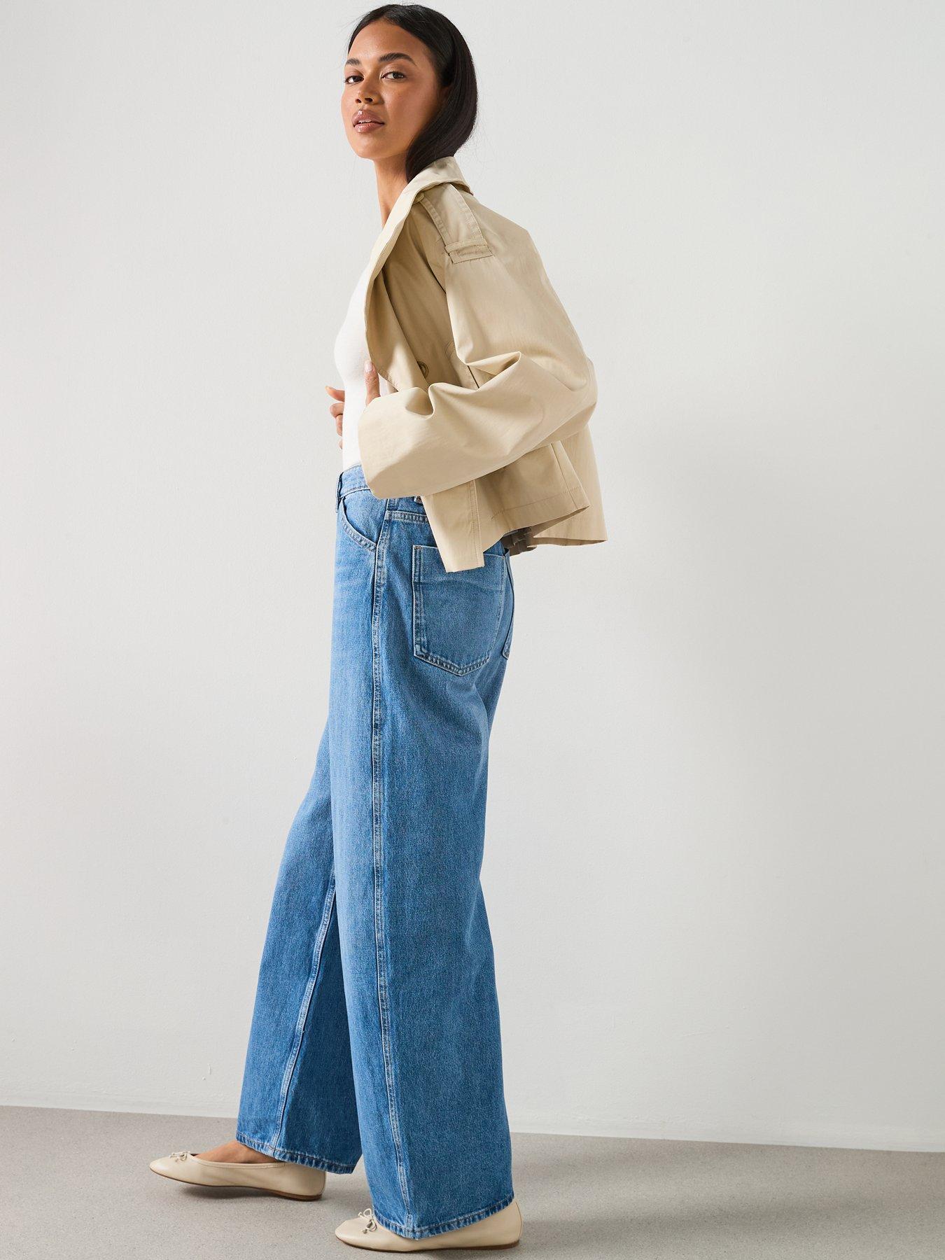 Image 5 of 6 of Mango Double Breasted Cropped Trench Coat - Beige