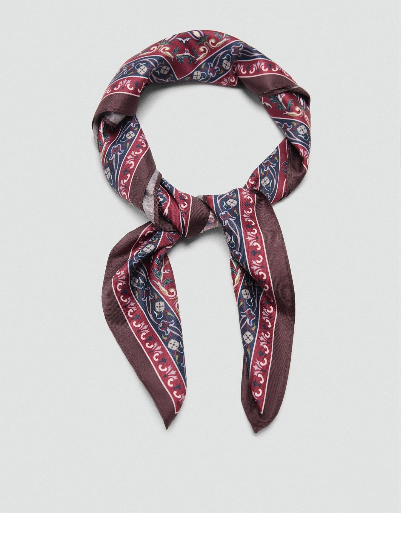 front image of mango-printed-satin-scarf-navy