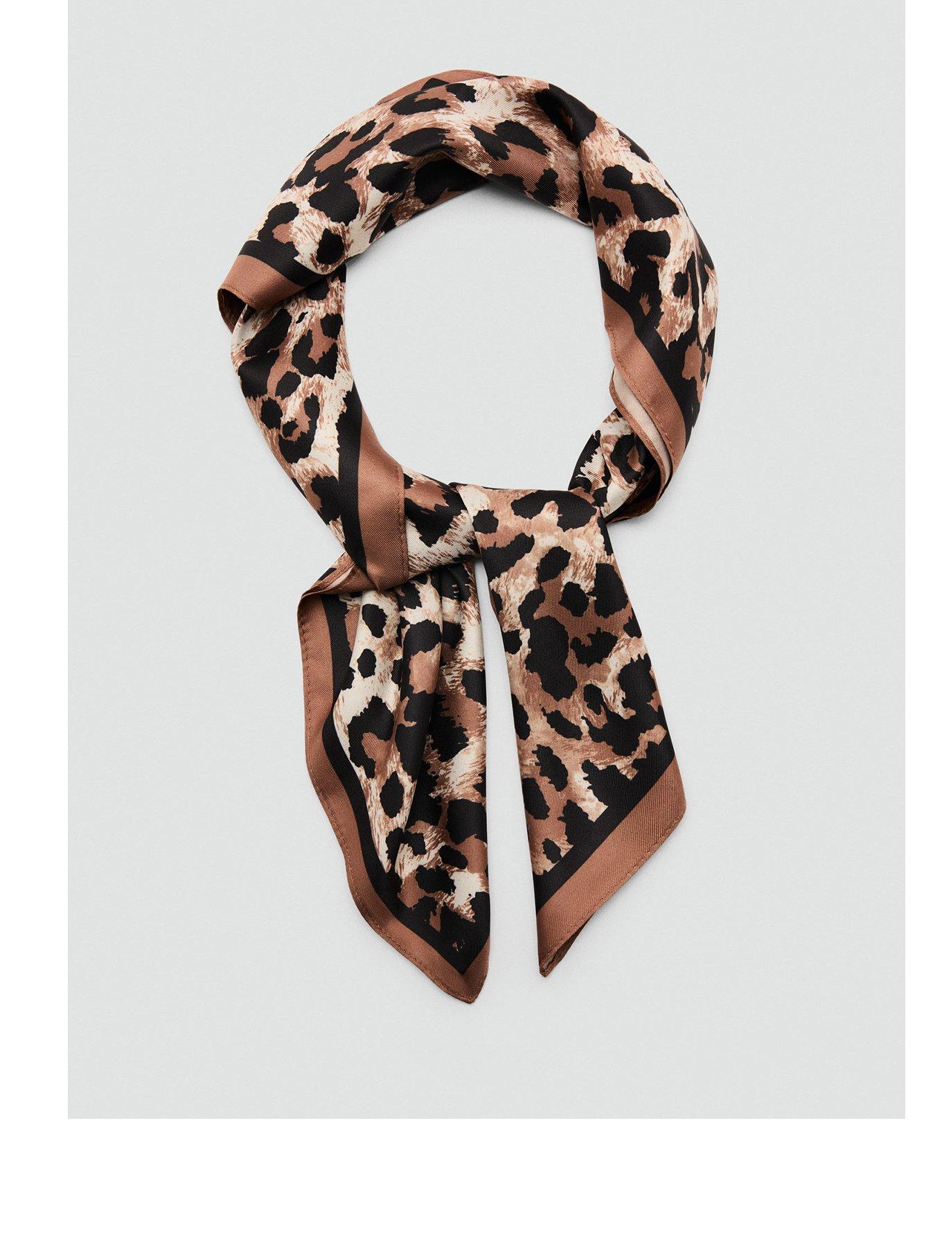 Image 1 of 3 of Mango Animal Print Scarf - Brown