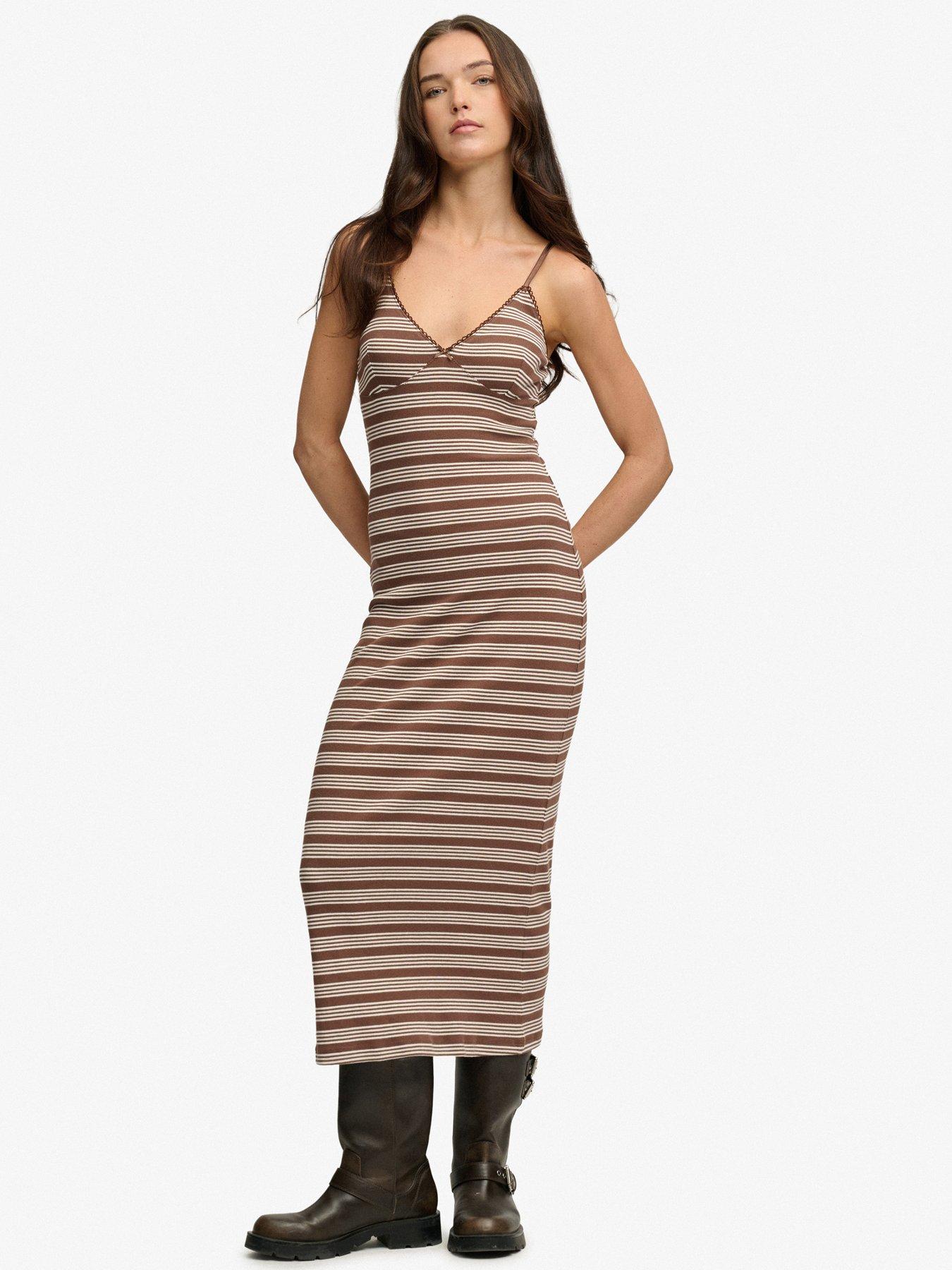 Superdry Stripe Rib Jersey Maxi Dress