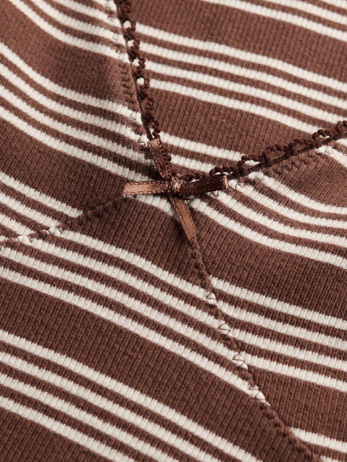 Image 7 of 7 of Superdry Stripe Rib Jersey Maxi Dress - Brown