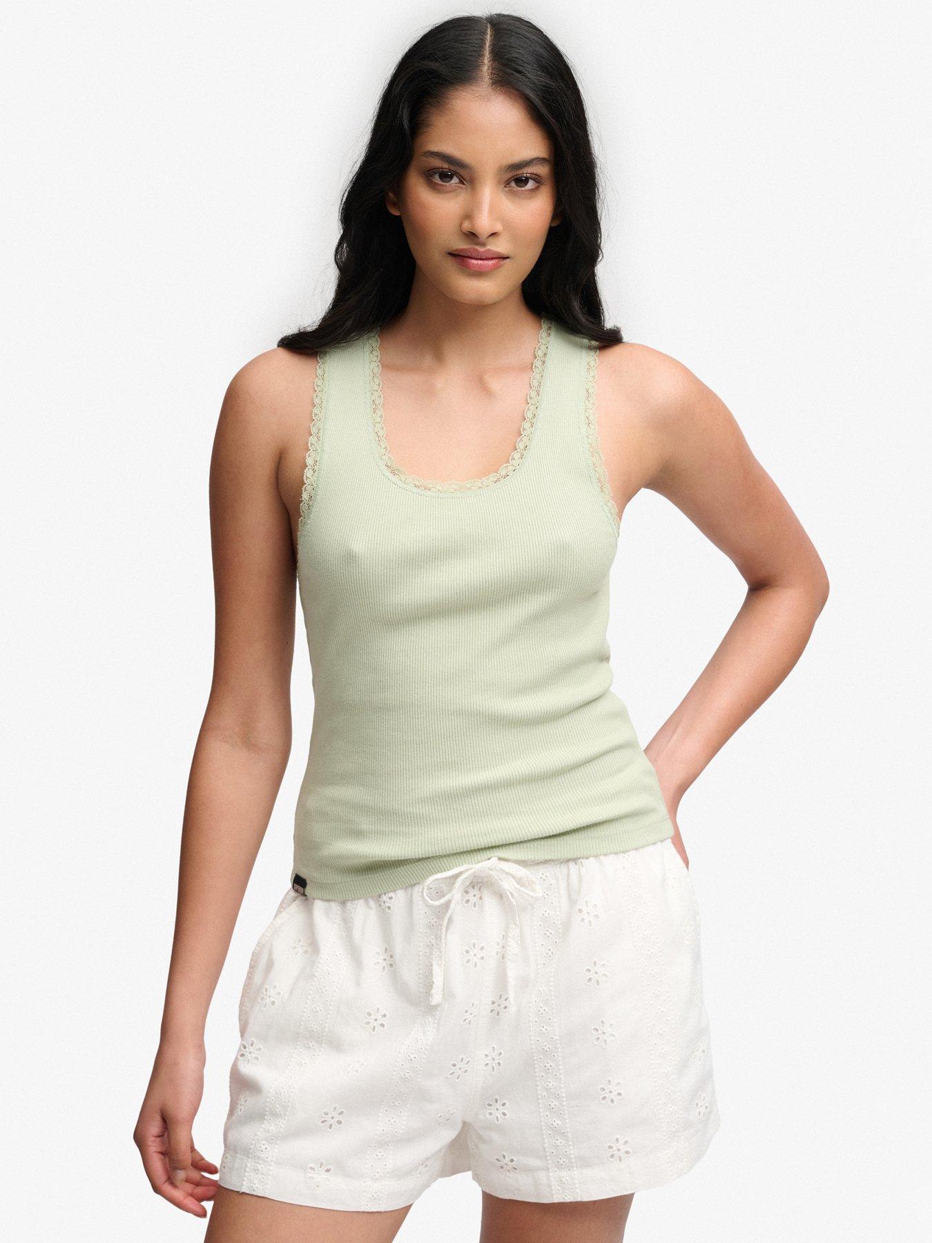 Superdry Vintage Lace Trim Vest - Green