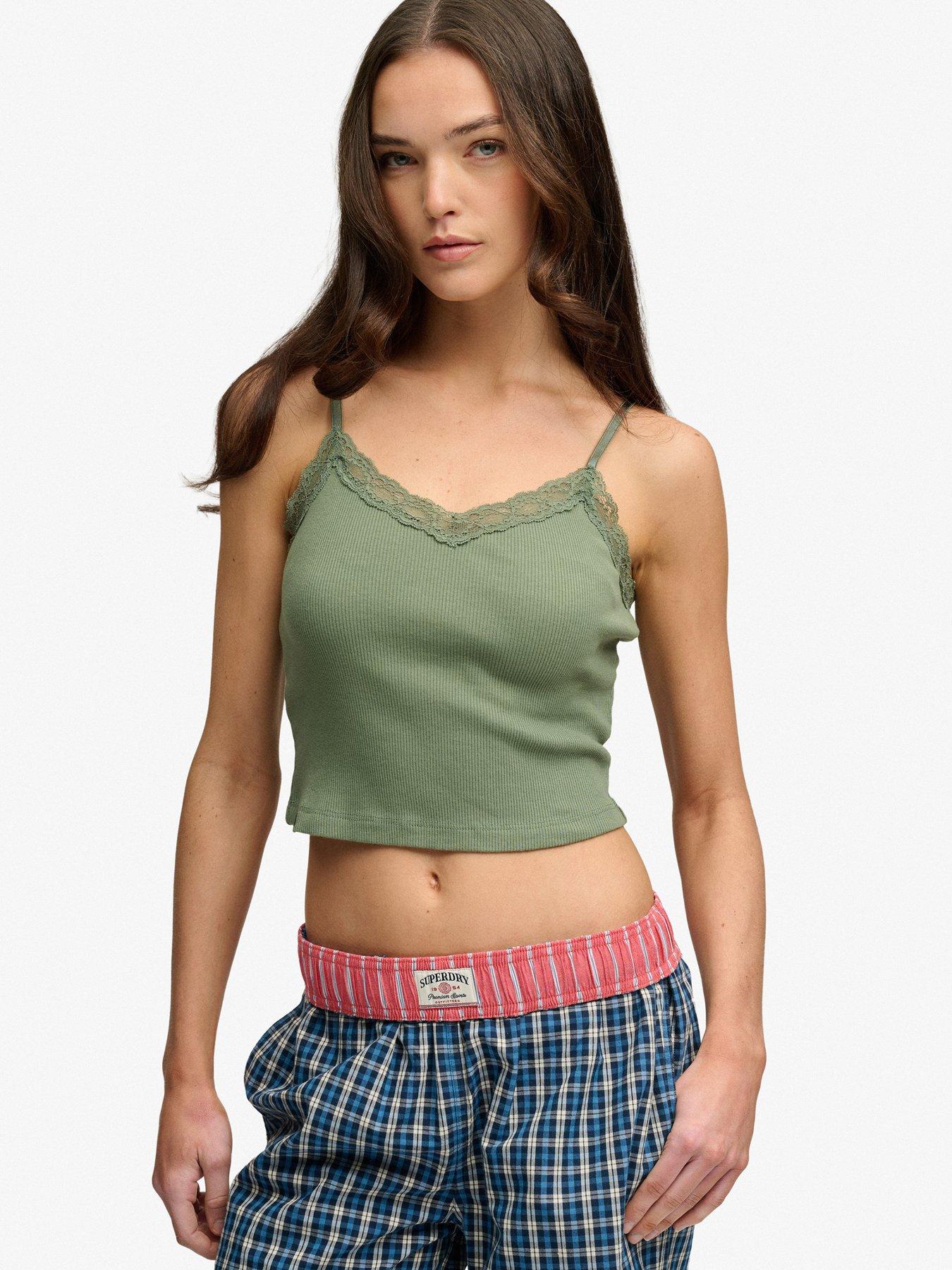 Image 1 of 6 of Superdry Essential Lace Trim Crop Cami