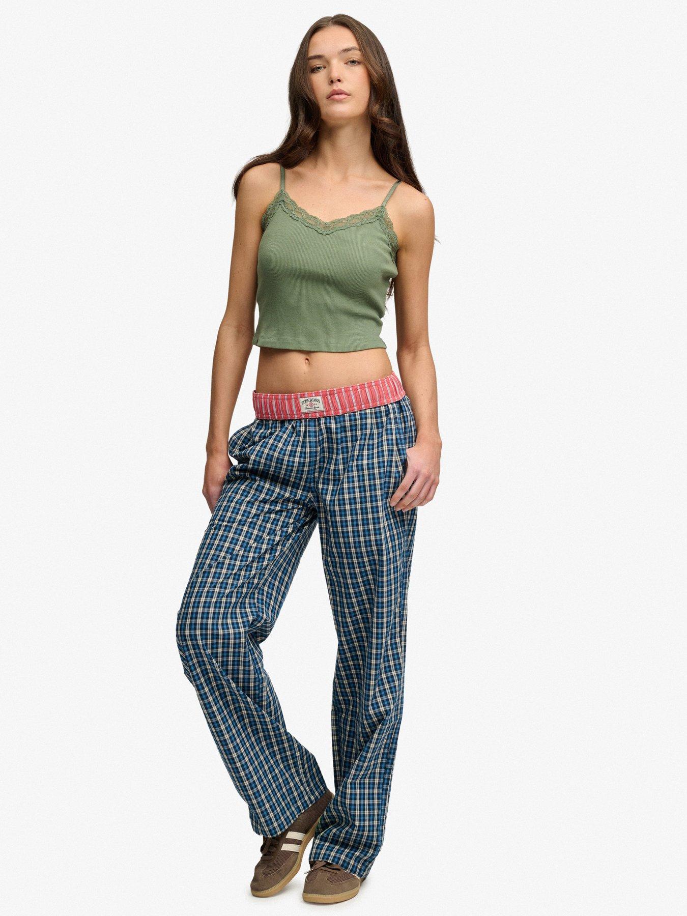  image of superdry-essential-lace-trim-crop-cami-top-green