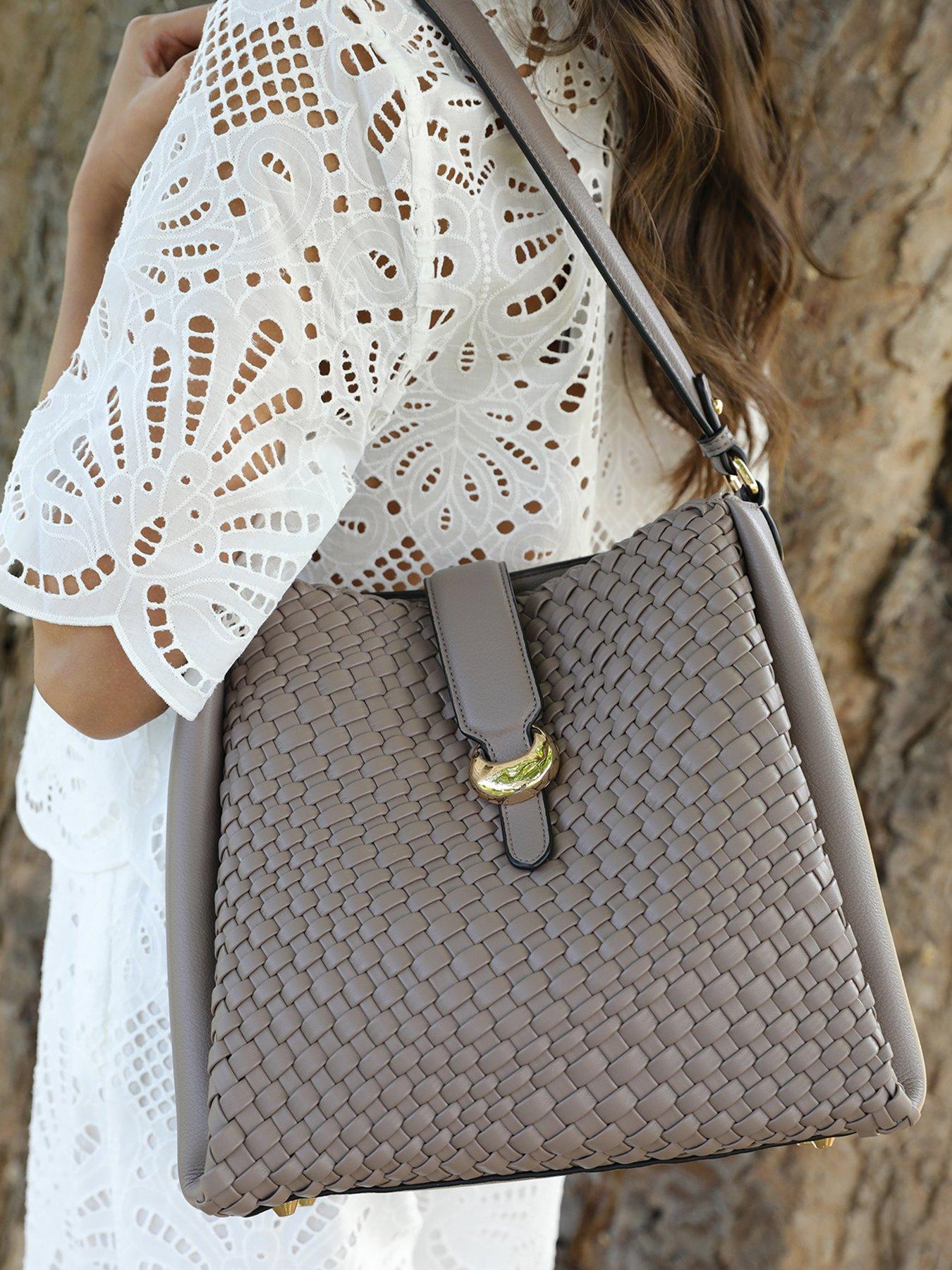 Image 7 of 7 of Luella Grey Flora Large Weave Hobo In Peat