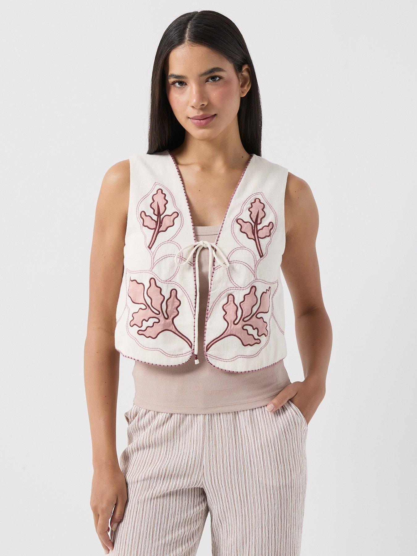 Vero Moda Vmjamila Embroidered Waistcoat - Cream