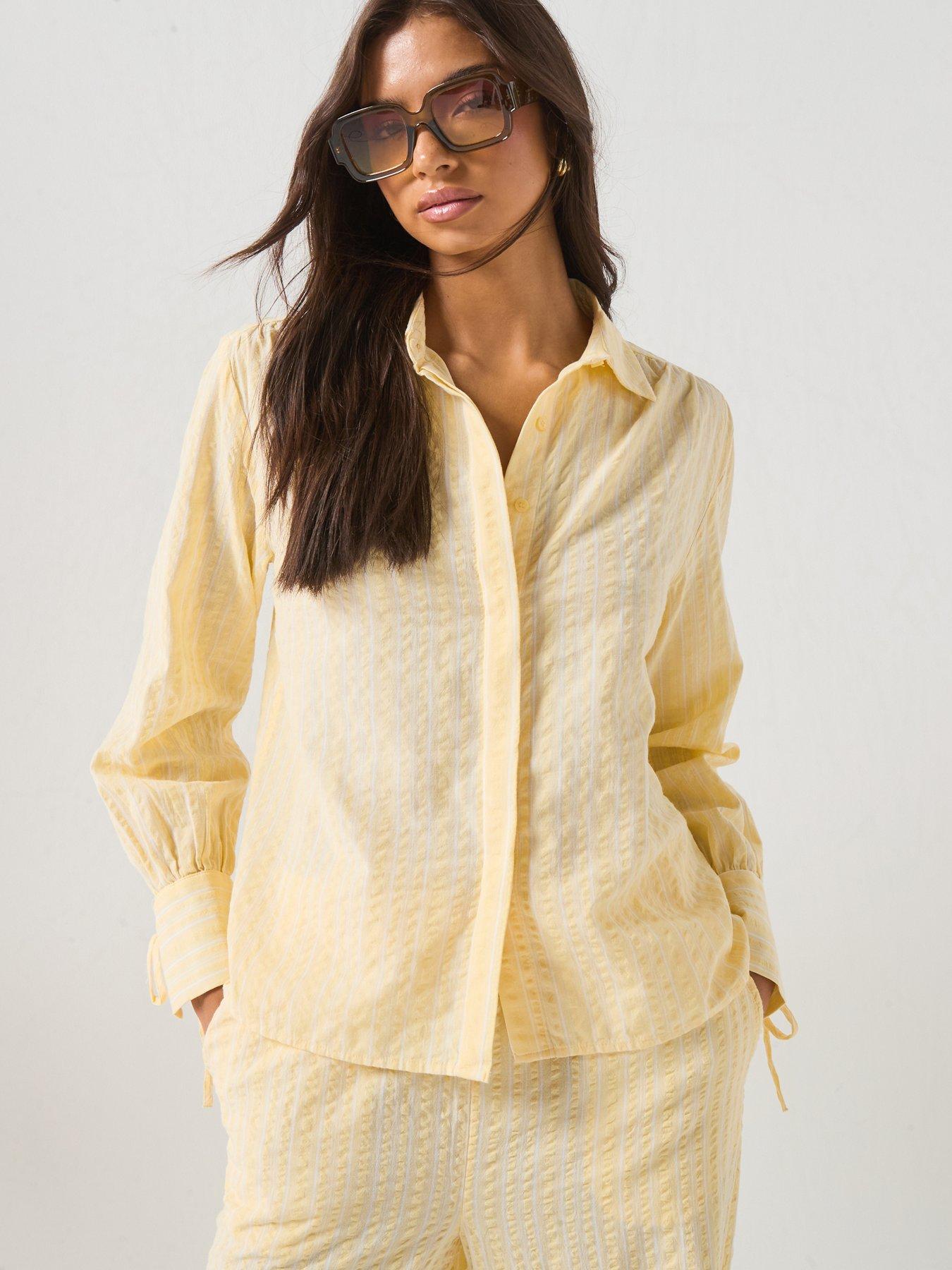 Vero Moda Vmelena Long Sleeve Stripe Shirt Wvn - Yellow