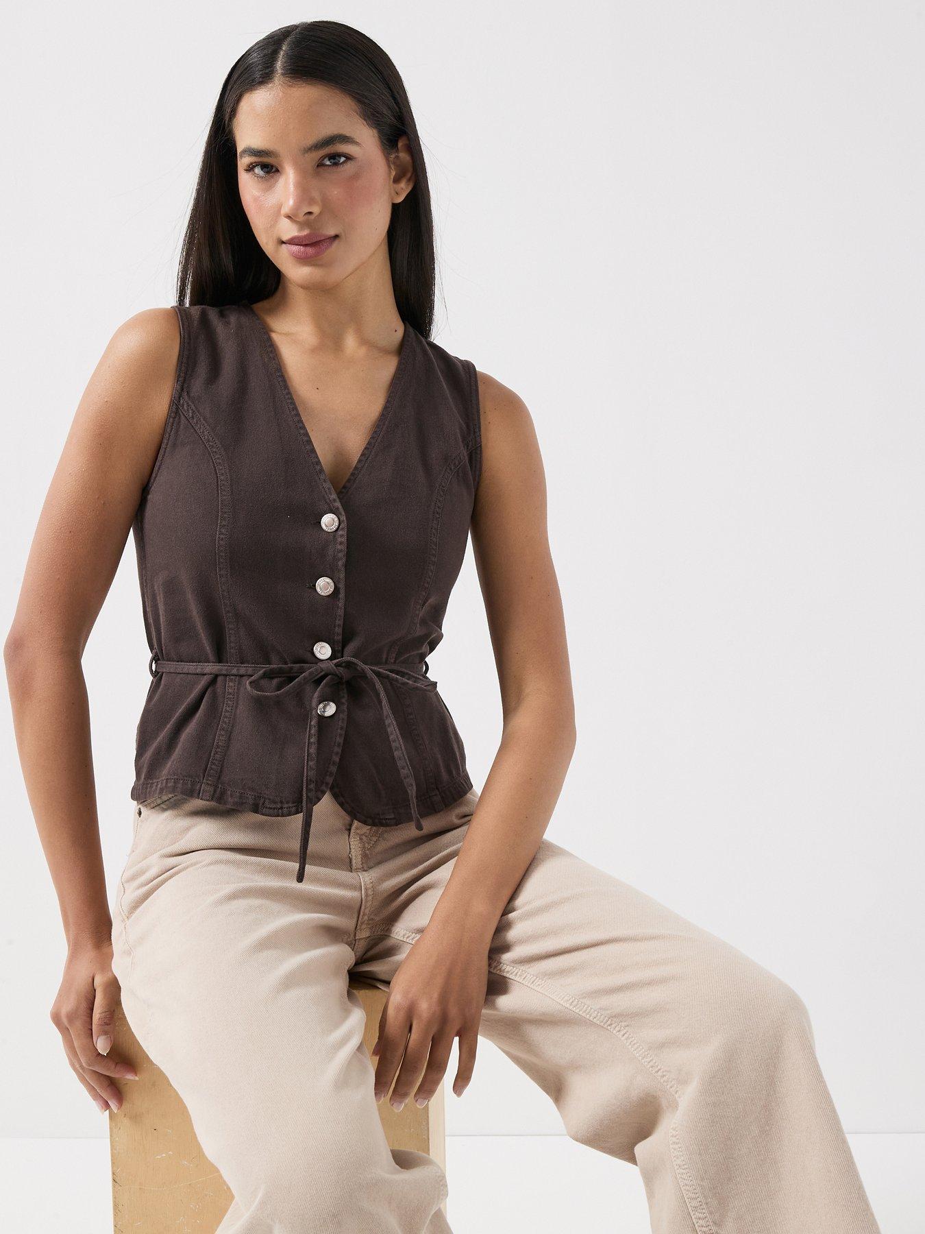Only Onlsilla Sleeveless Belt Waistcoat - Brown