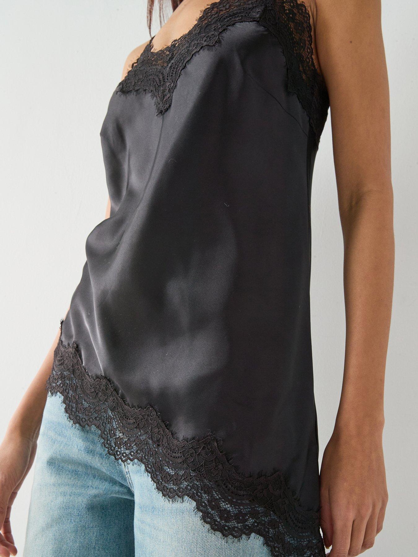 Image 5 of 6 of PIECES Pcjessa Lace Singlet - Black