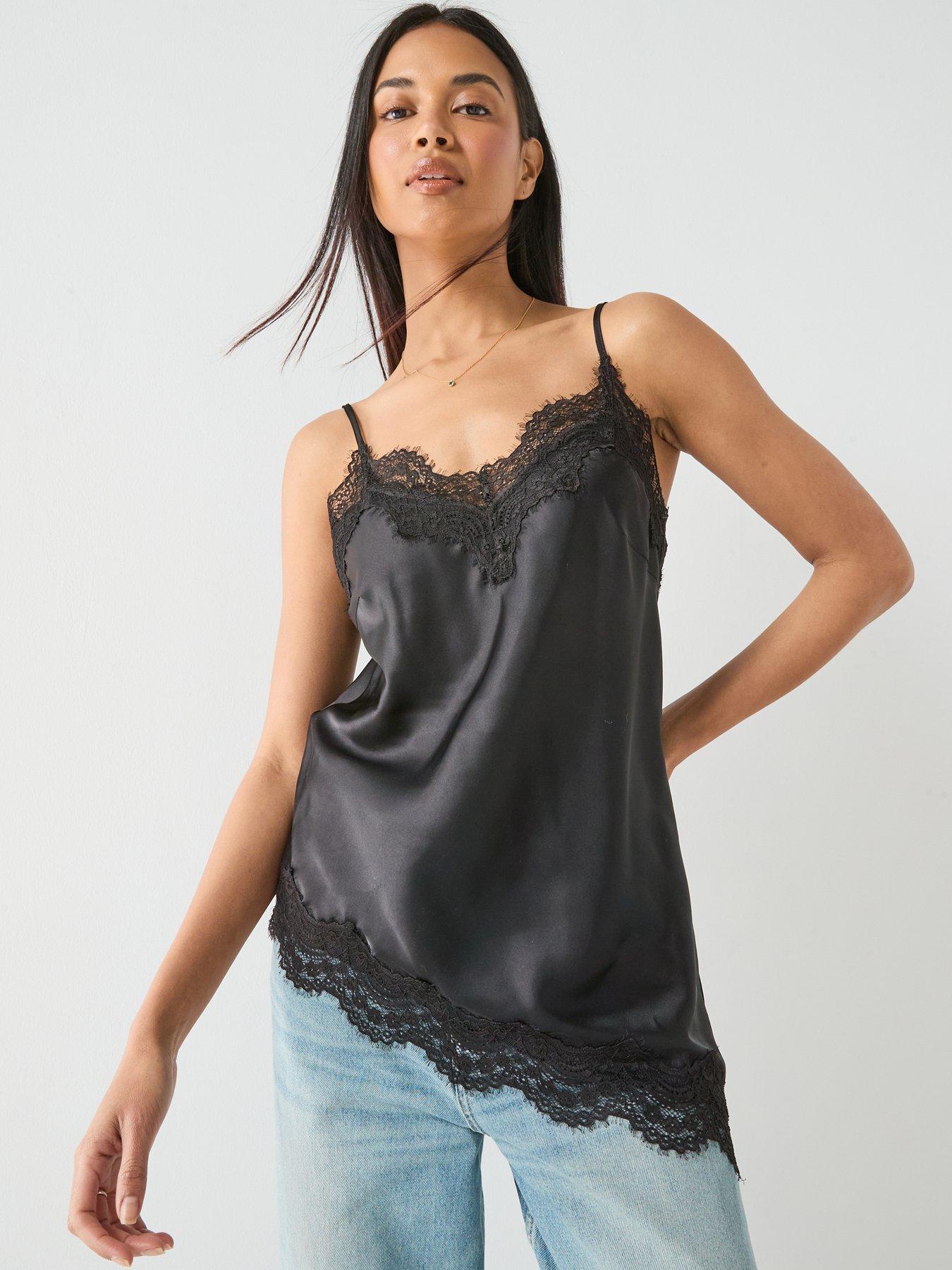 Image 6 of 6 of PIECES Pcjessa Lace Singlet - Black