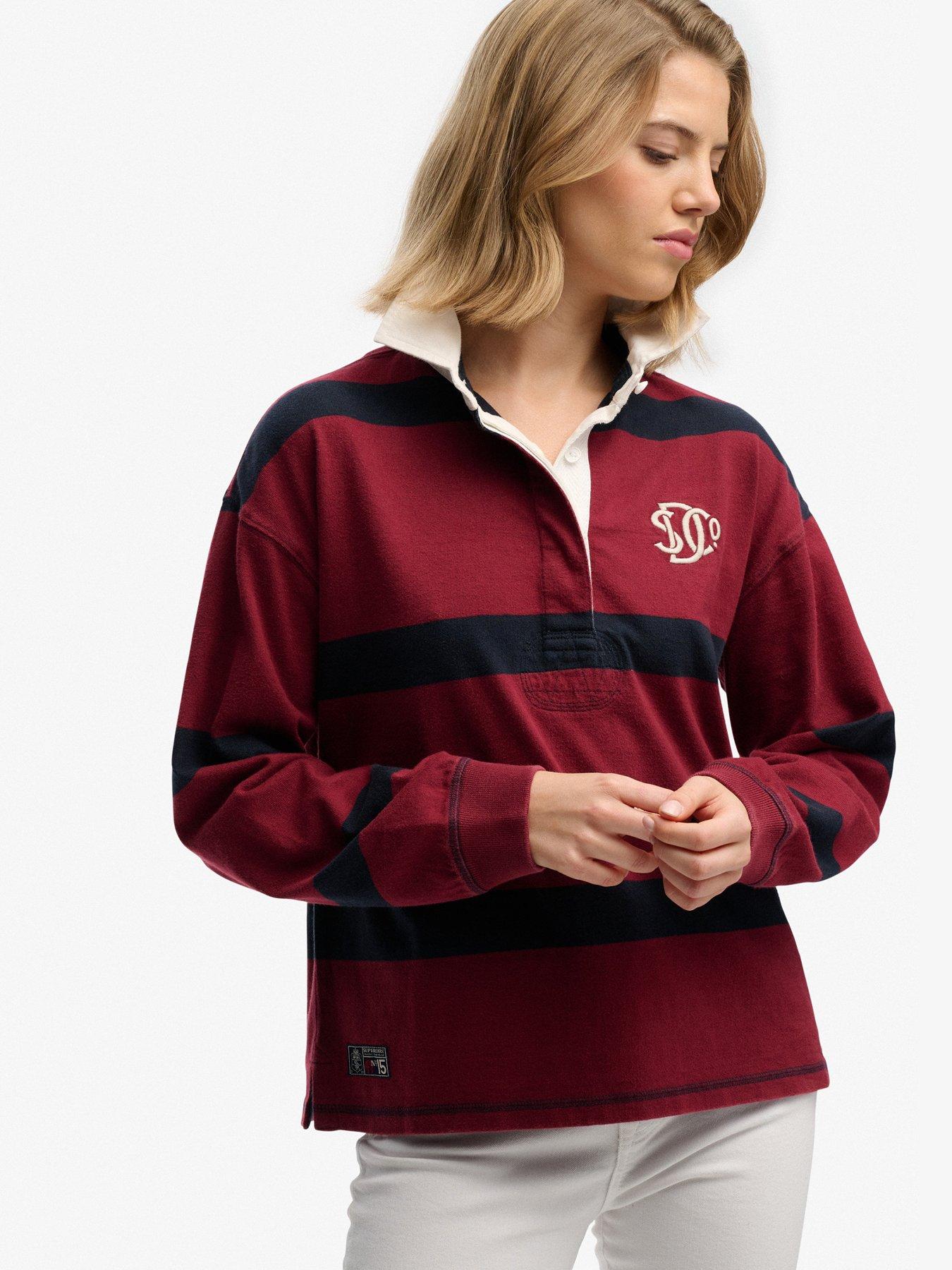  image of superdry-heritage-stripe-rugby-top-red