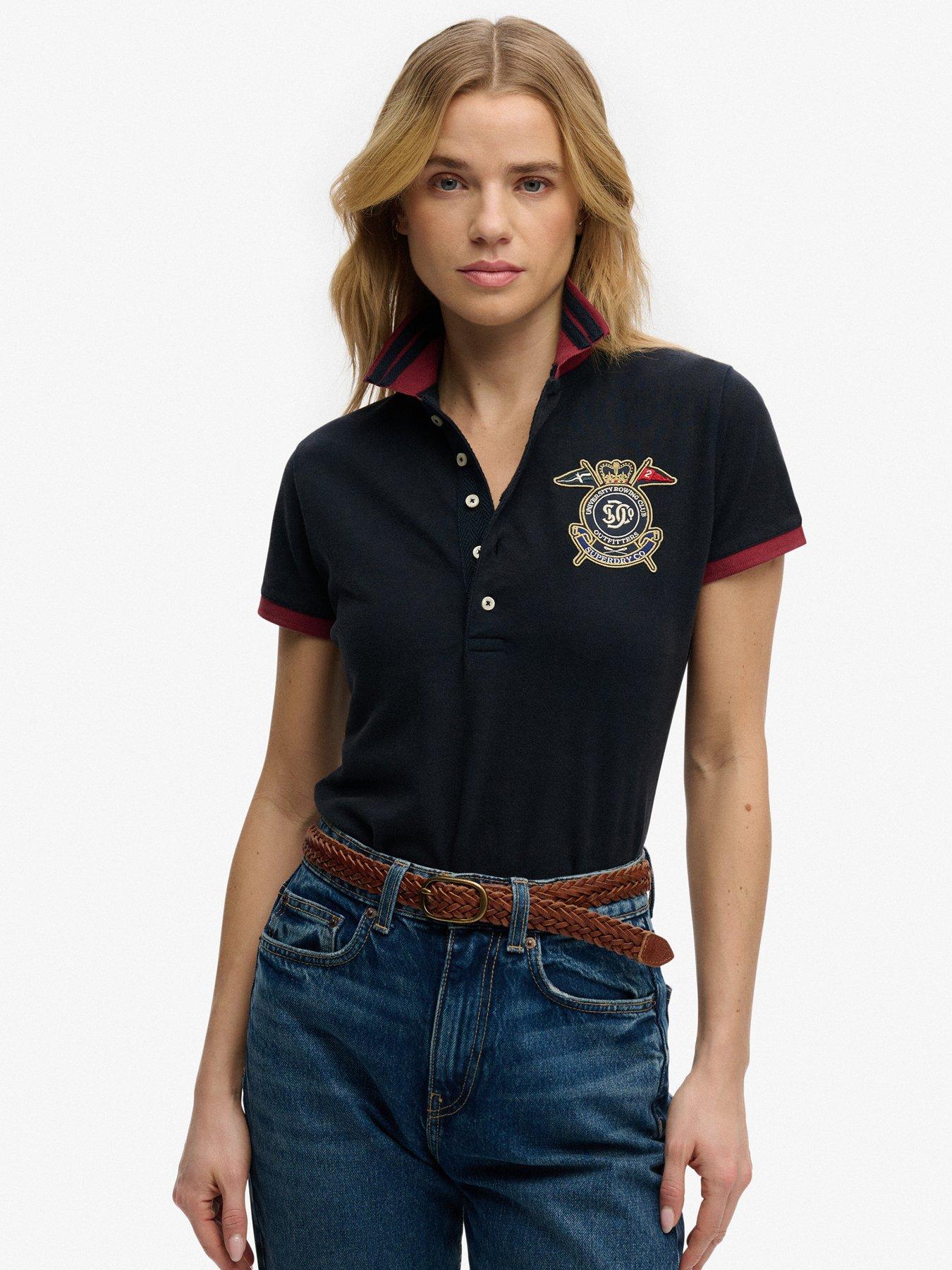 Superdry Heritage Slim Fit Crest Polo - Blue