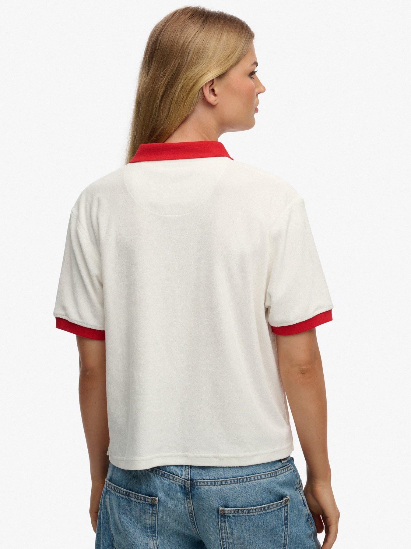  image of superdry-heritage-terry-polo-top-cream