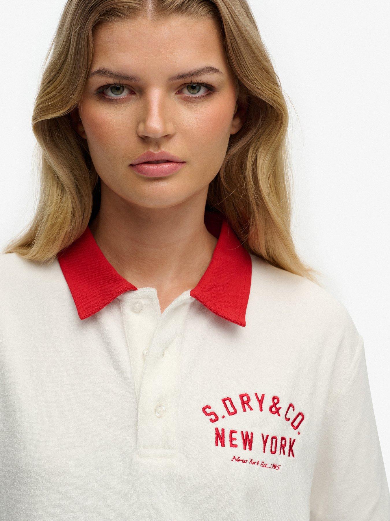  image of superdry-heritage-terry-polo-top-cream