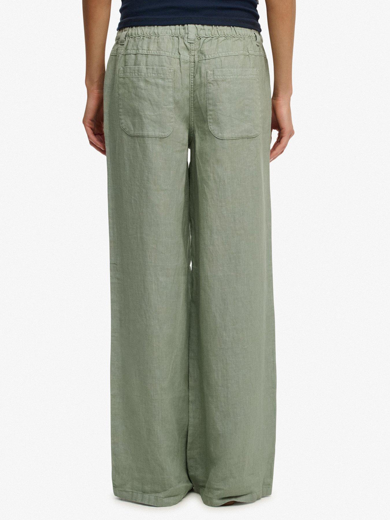 Image 2 of 6 of Superdry Linen Low Rise Pant - Green