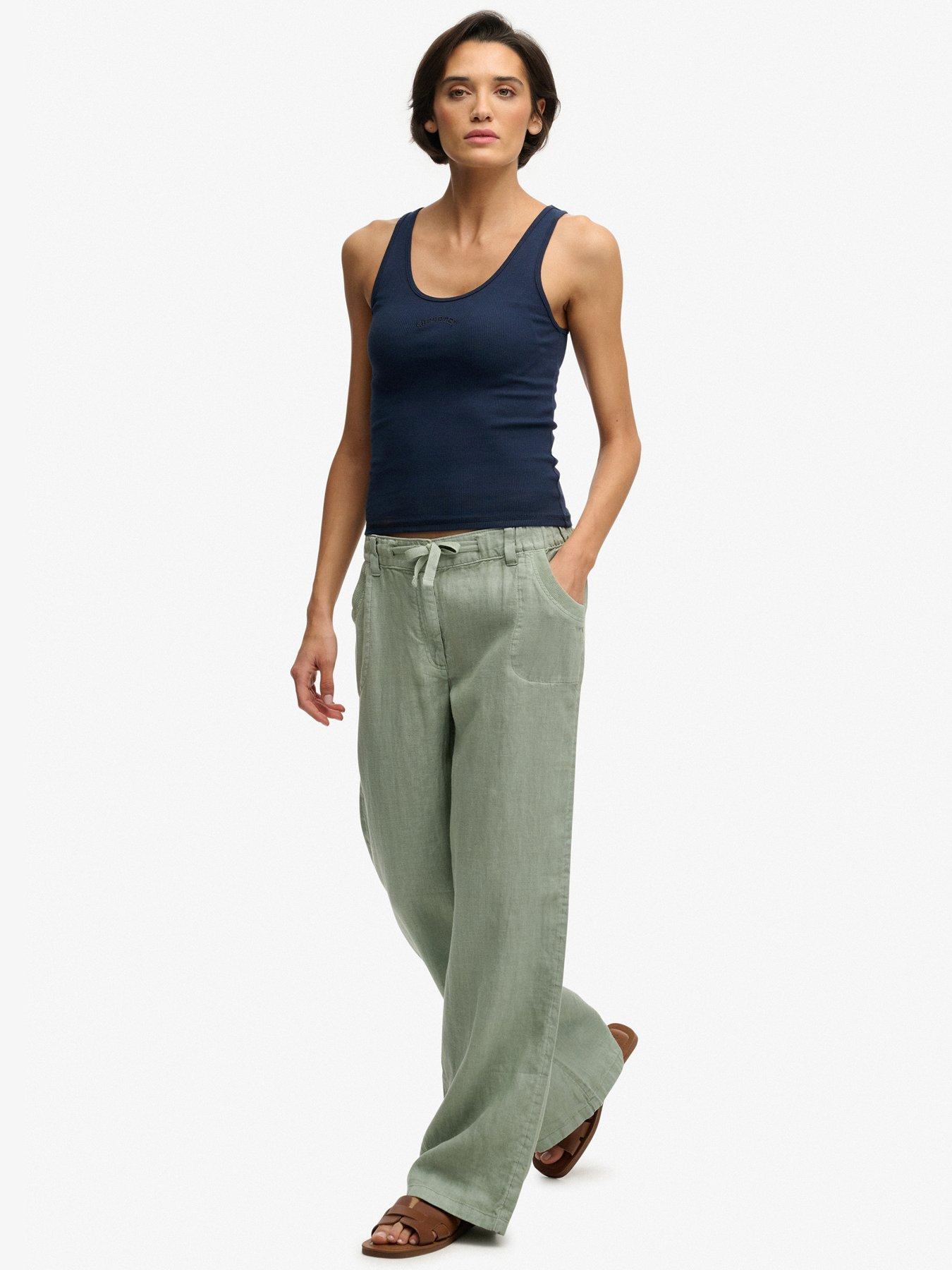 Image 5 of 6 of Superdry Linen Low Rise Pant - Green