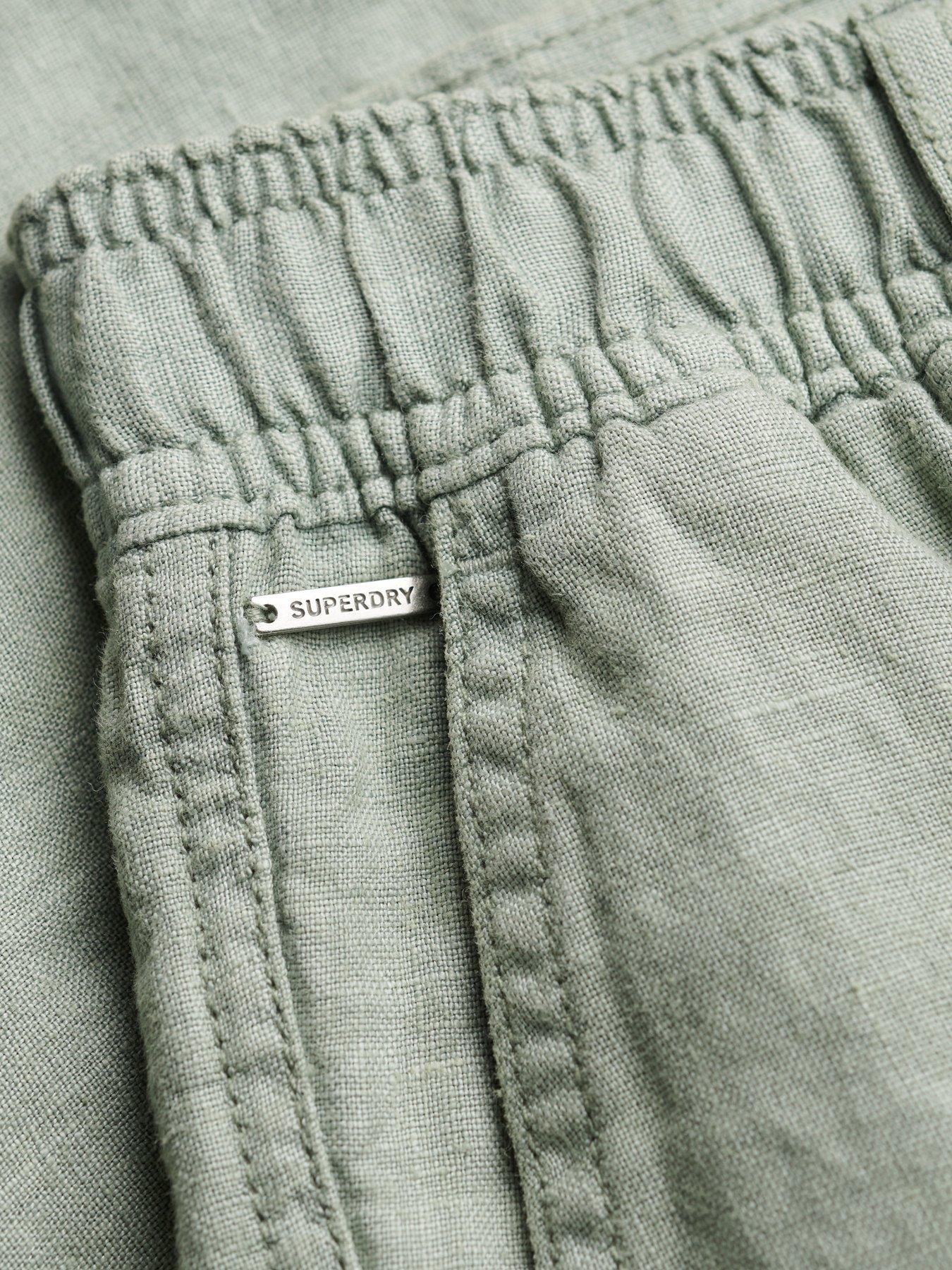  image of superdry-mid-rise-linen-short-green