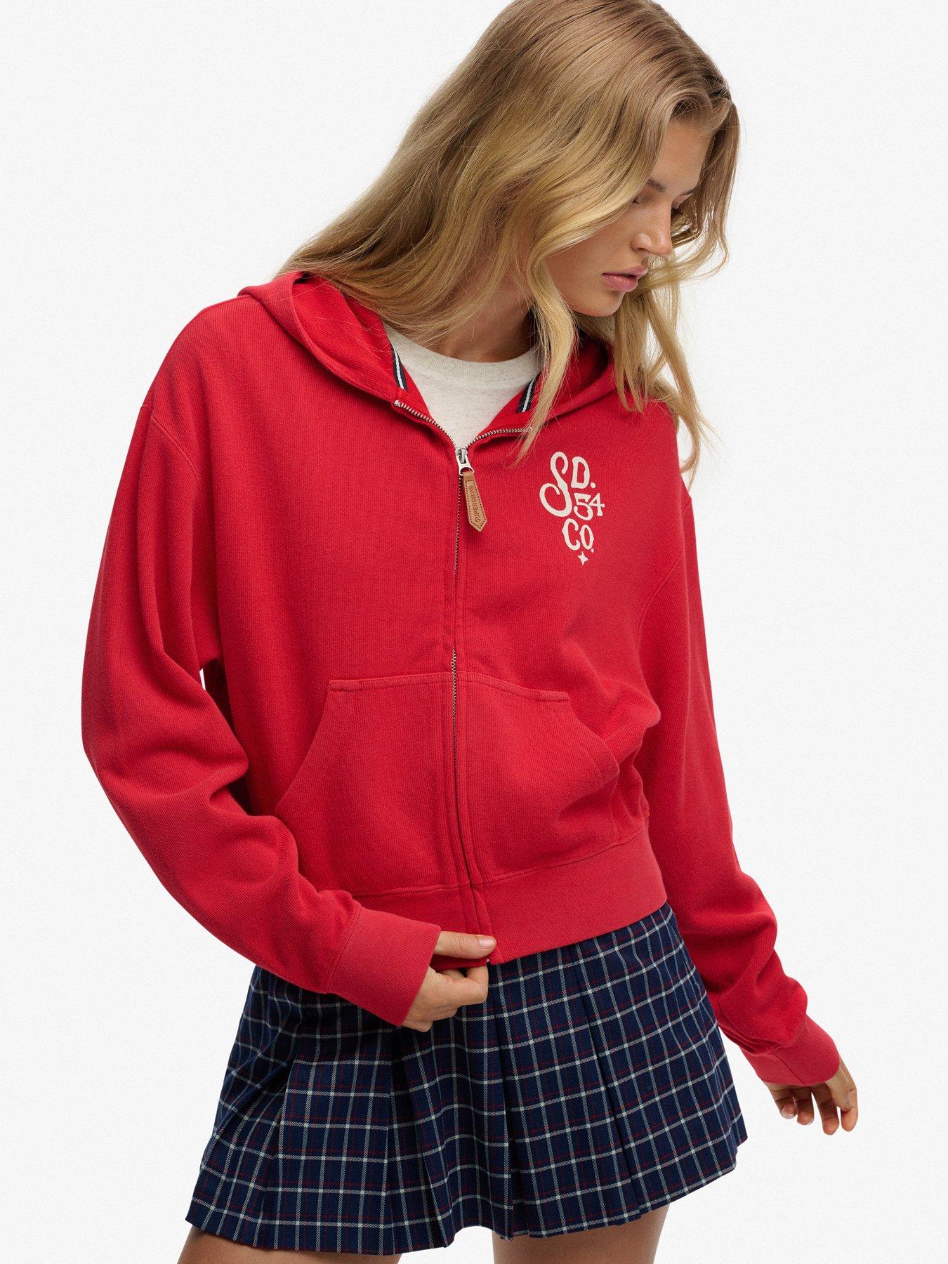  image of superdry-heritage-hamptons-zip-hoodie-red