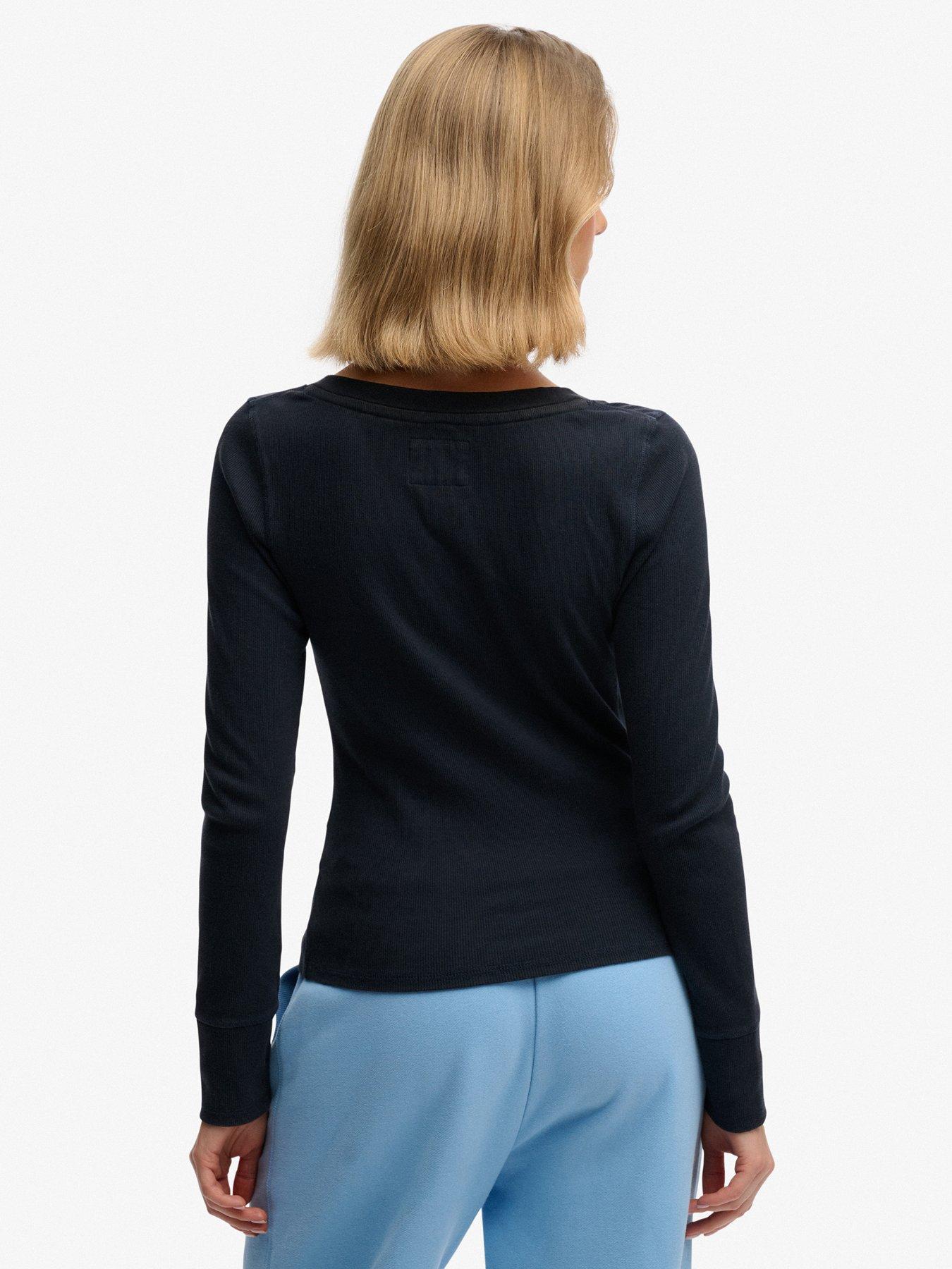  image of superdry-athletic-button-down-long-sleeve-top-blue