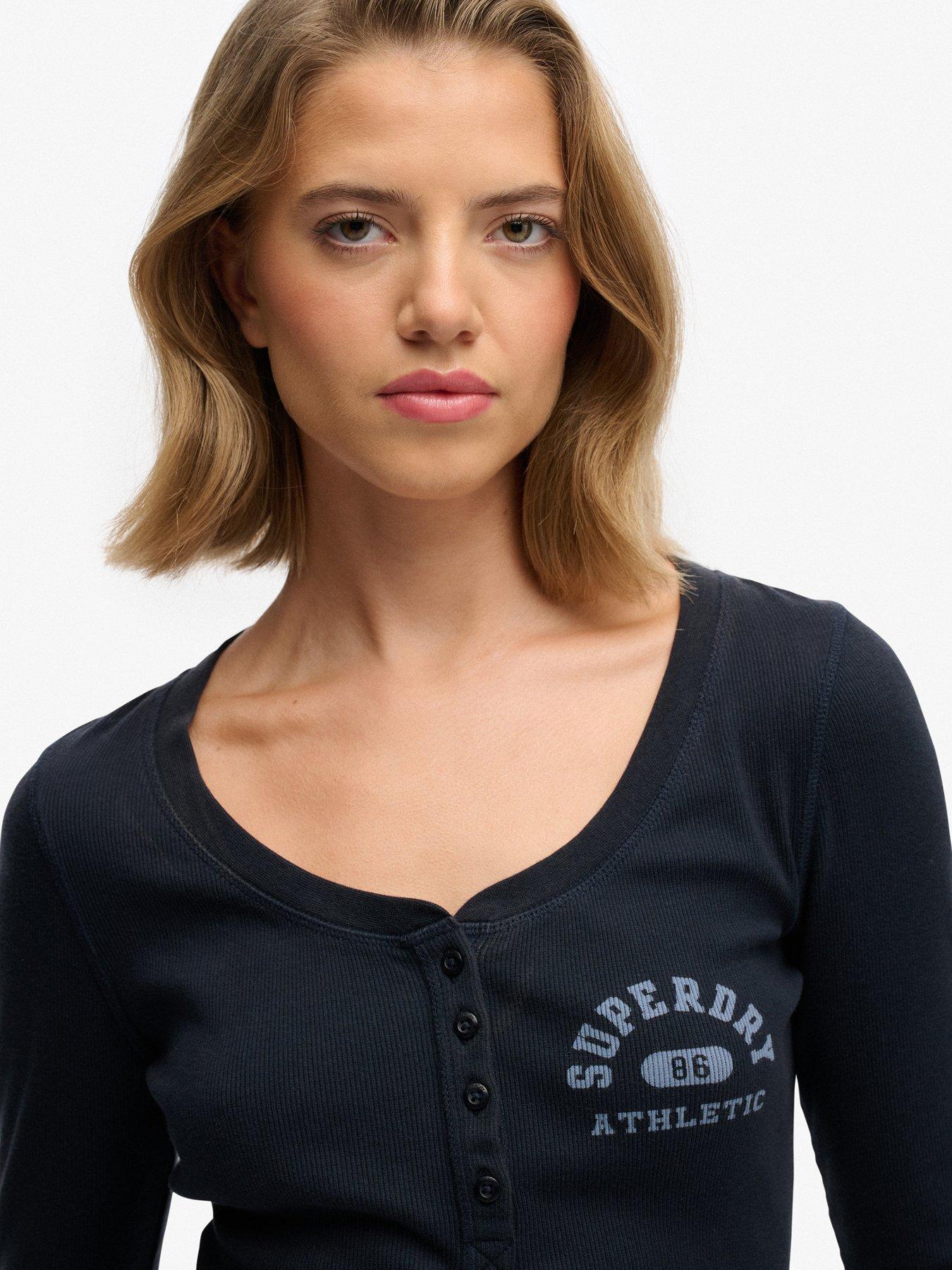  image of superdry-athletic-button-down-long-sleeve-top-blue