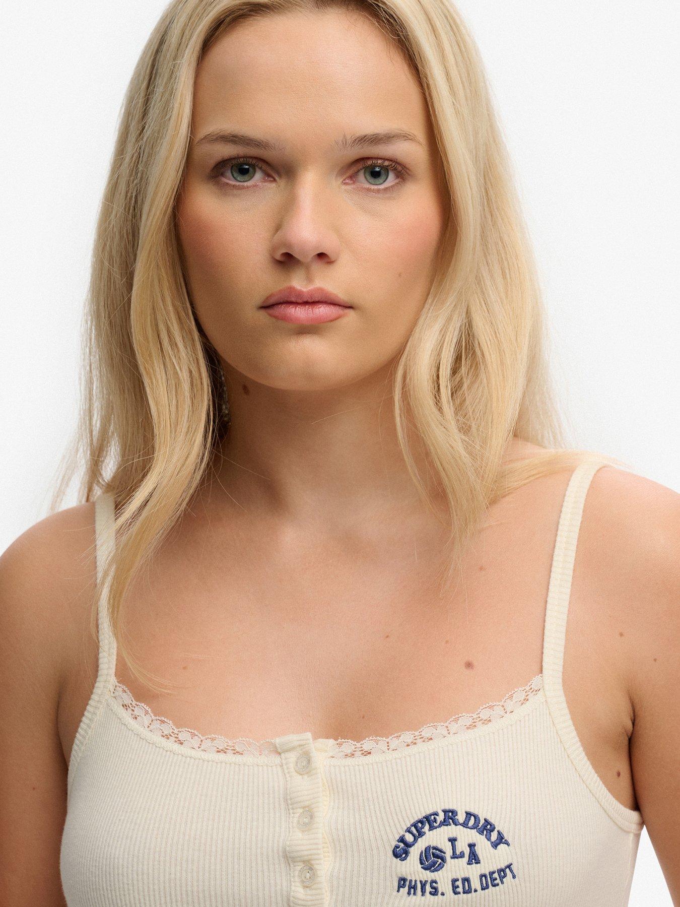  image of superdry-athletic-embroider-button-cami-top-white