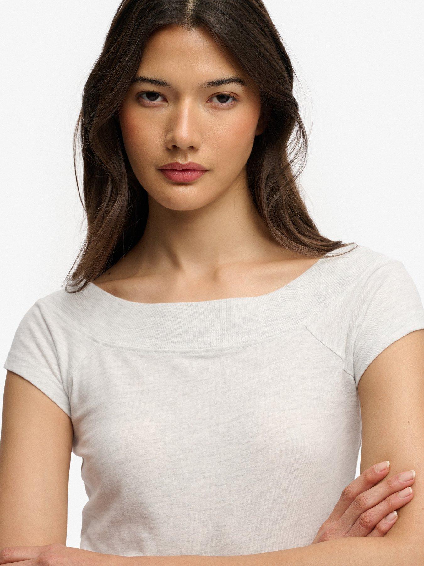 image of superdry-athletic-essential-off-shoulder-top-grey