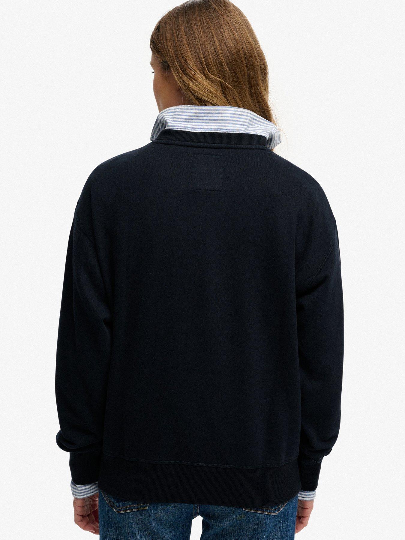 Image 2 of 6 of Superdry Crest Loose Crew Sweatshirt - Blue