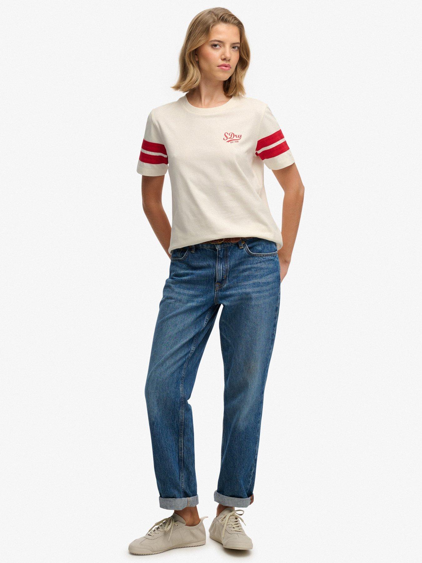 Image 3 of 6 of Superdry Varsity Stripe Script Tee