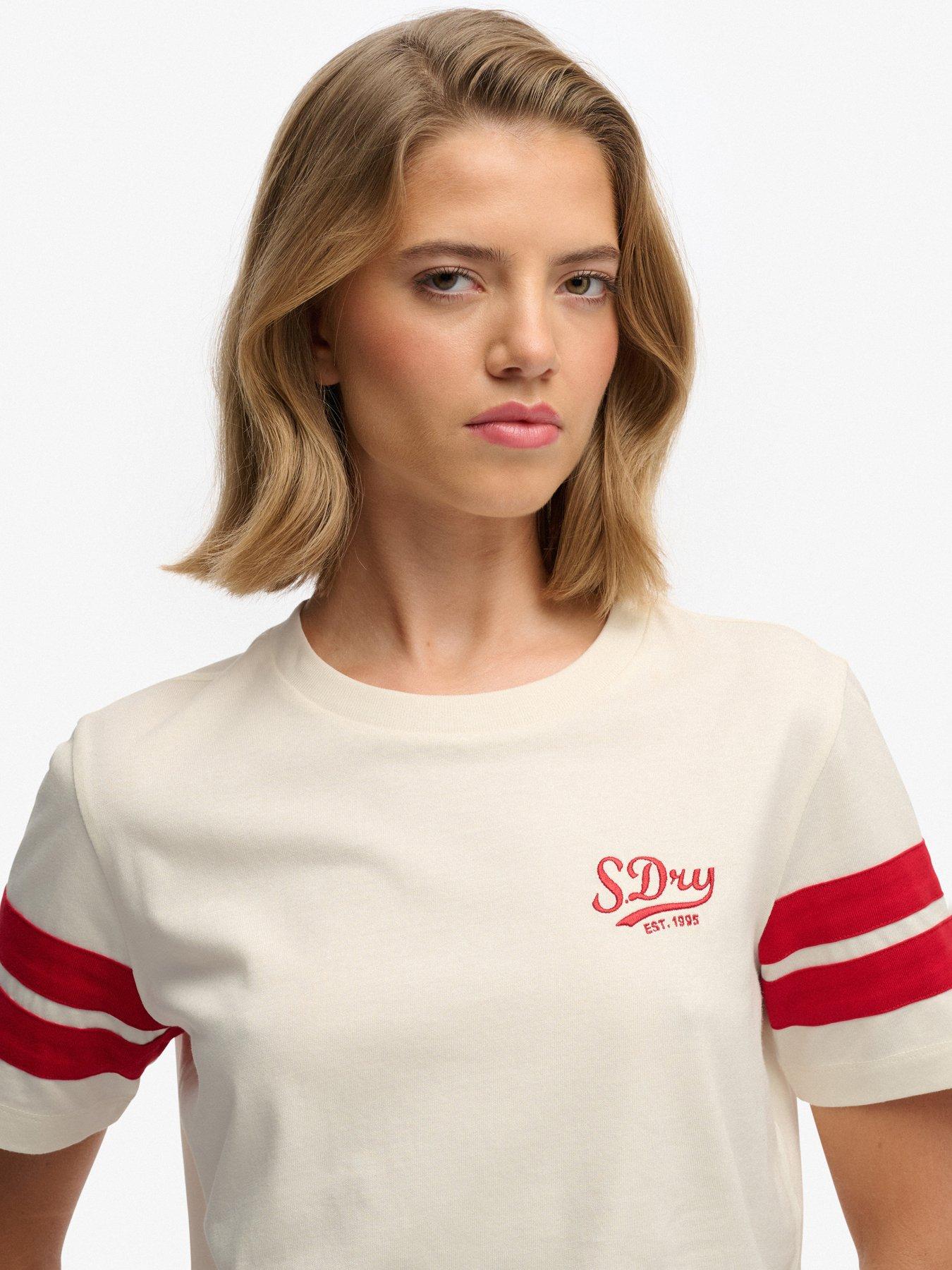 Image 4 of 6 of Superdry Varsity Stripe Script Tee