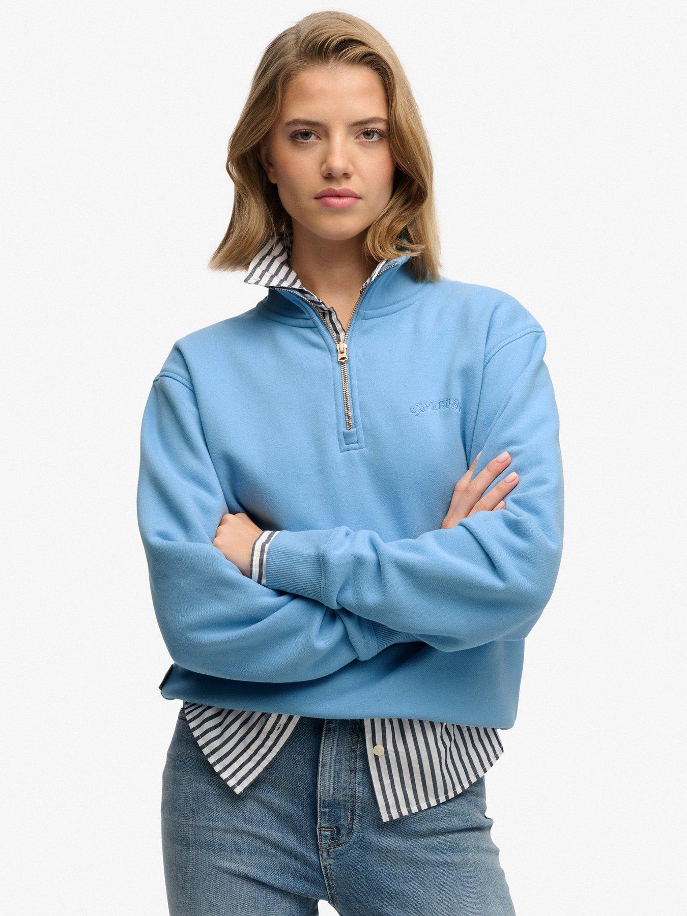 Superdry Essential Logo Embellished Half Zip Sweatshirt - Blue
