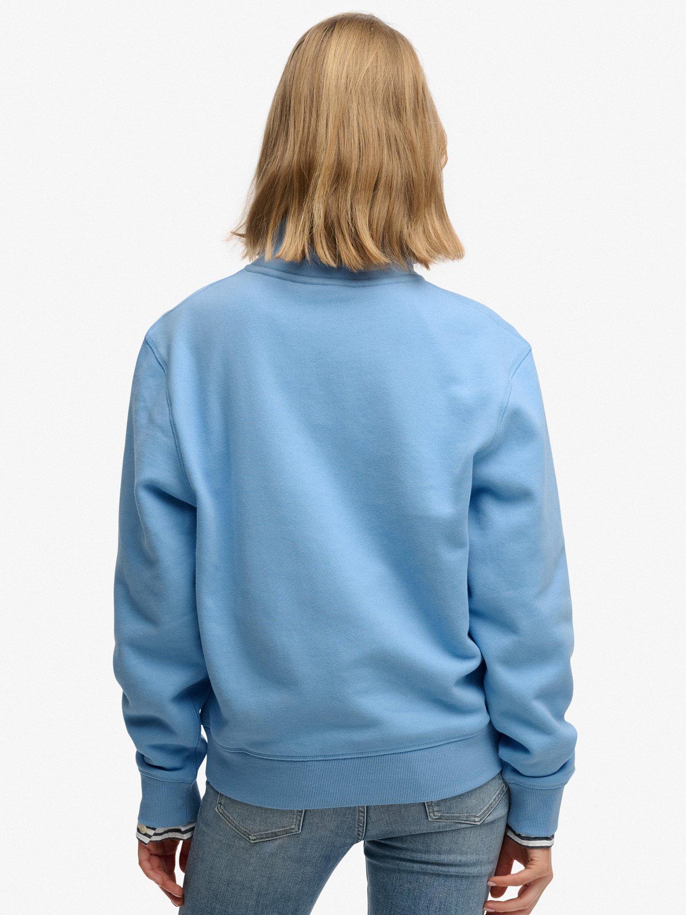 Image 2 of 5 of Superdry Essential Logo Embellished Half Zip Sweatshirt - Blue