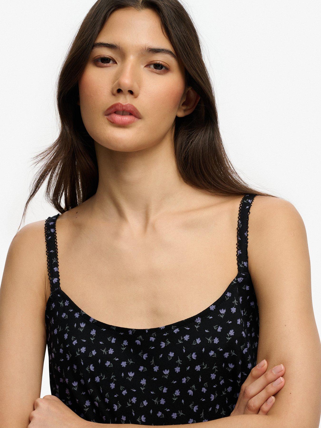  image of superdry-printed-cami-mini-dress-black