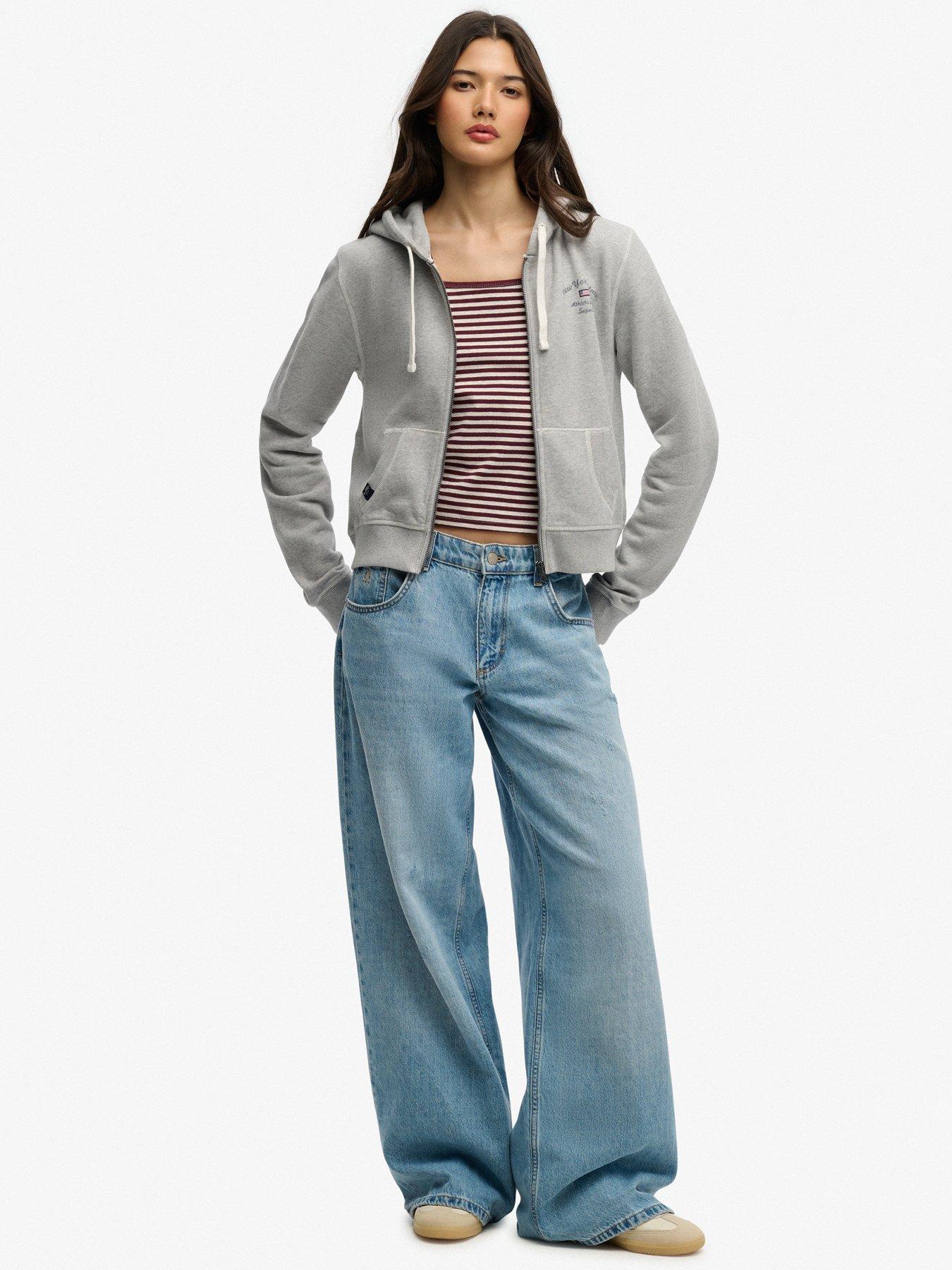  image of superdry-athletic-essentials-relaxed-crop-zip-hoodie-grey