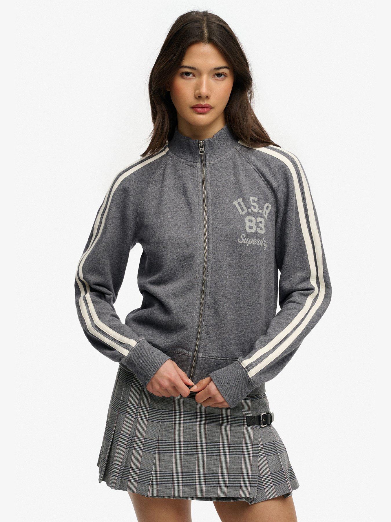 front image of superdry-athletic-essentials-zip-through-track-top-grey