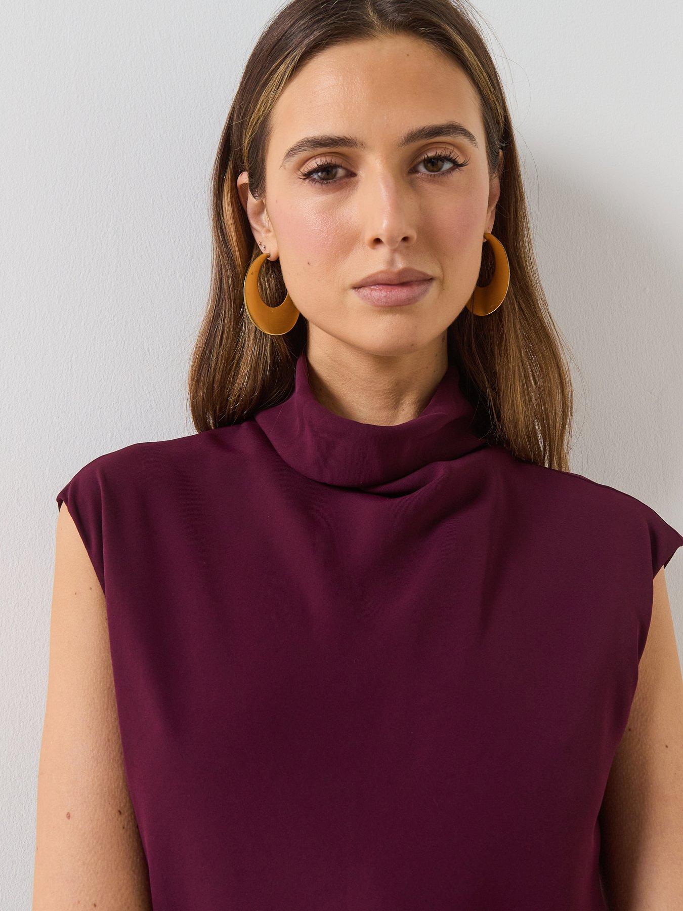 Image 5 of 6 of Mango Long Dress With Draped Neck - Red